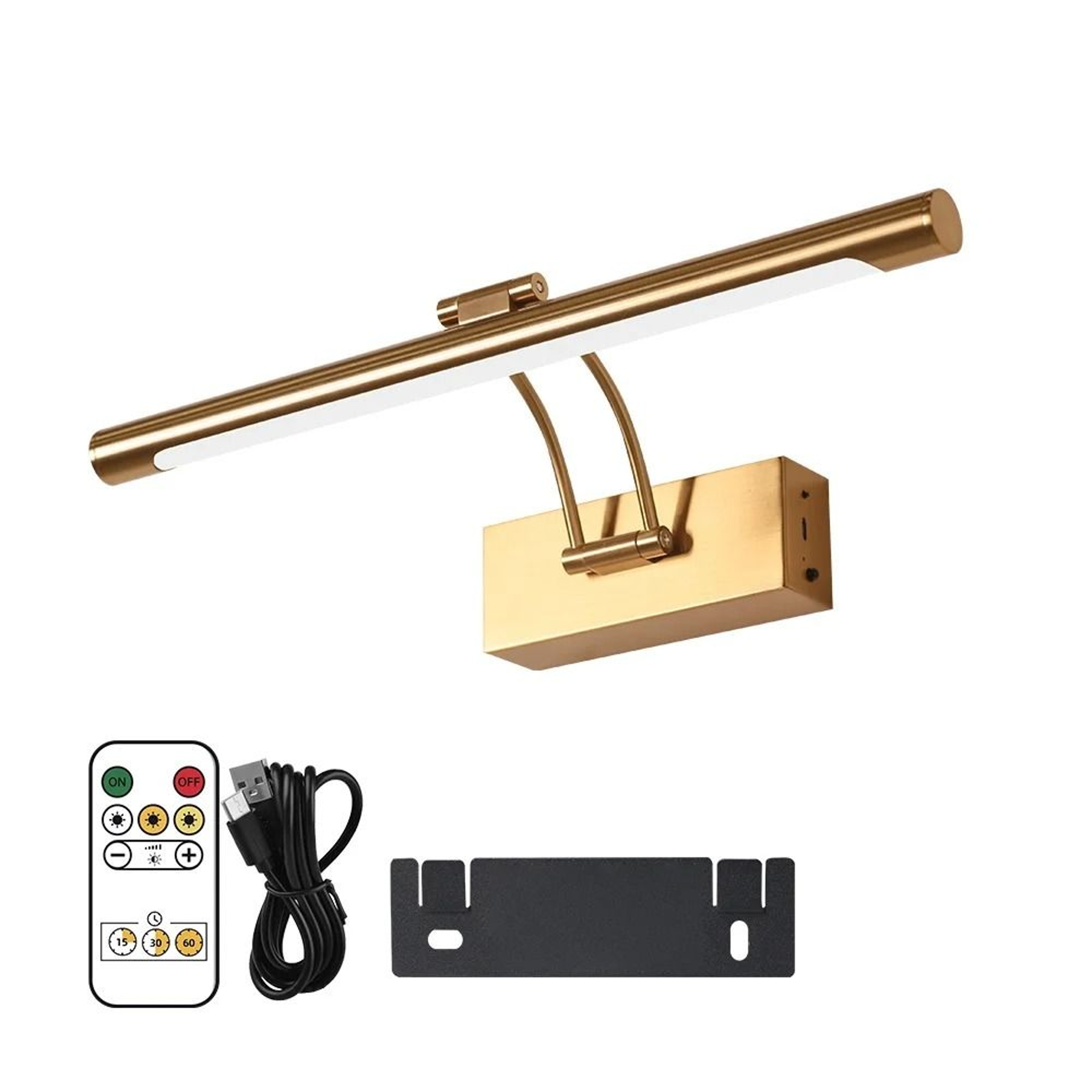 Gold 40cm Rechargeable Wall Sconce No Drill Dimmable LED Light 2