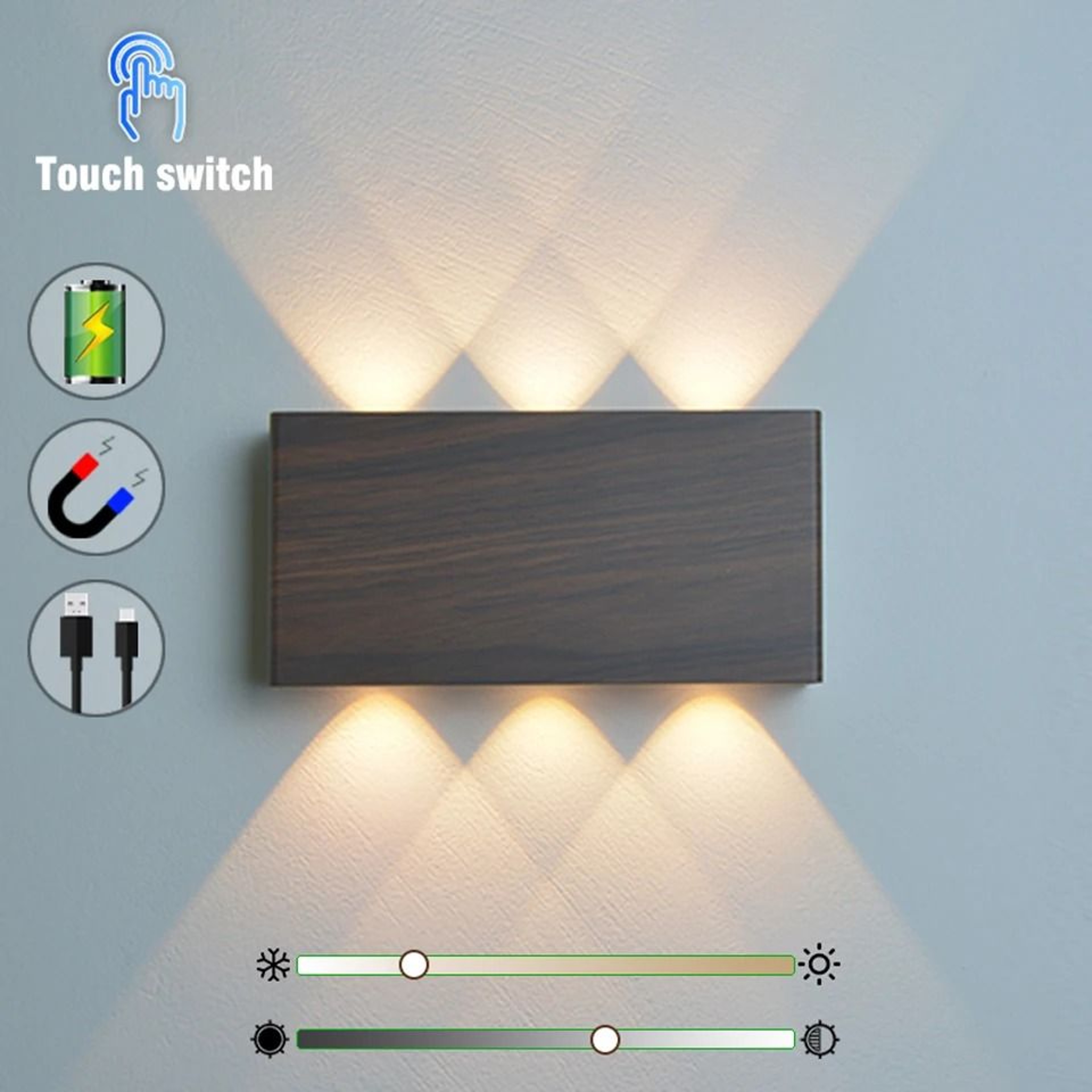 Rechargeable Touch Dimming Wall Lamp With Three Color Modes 17