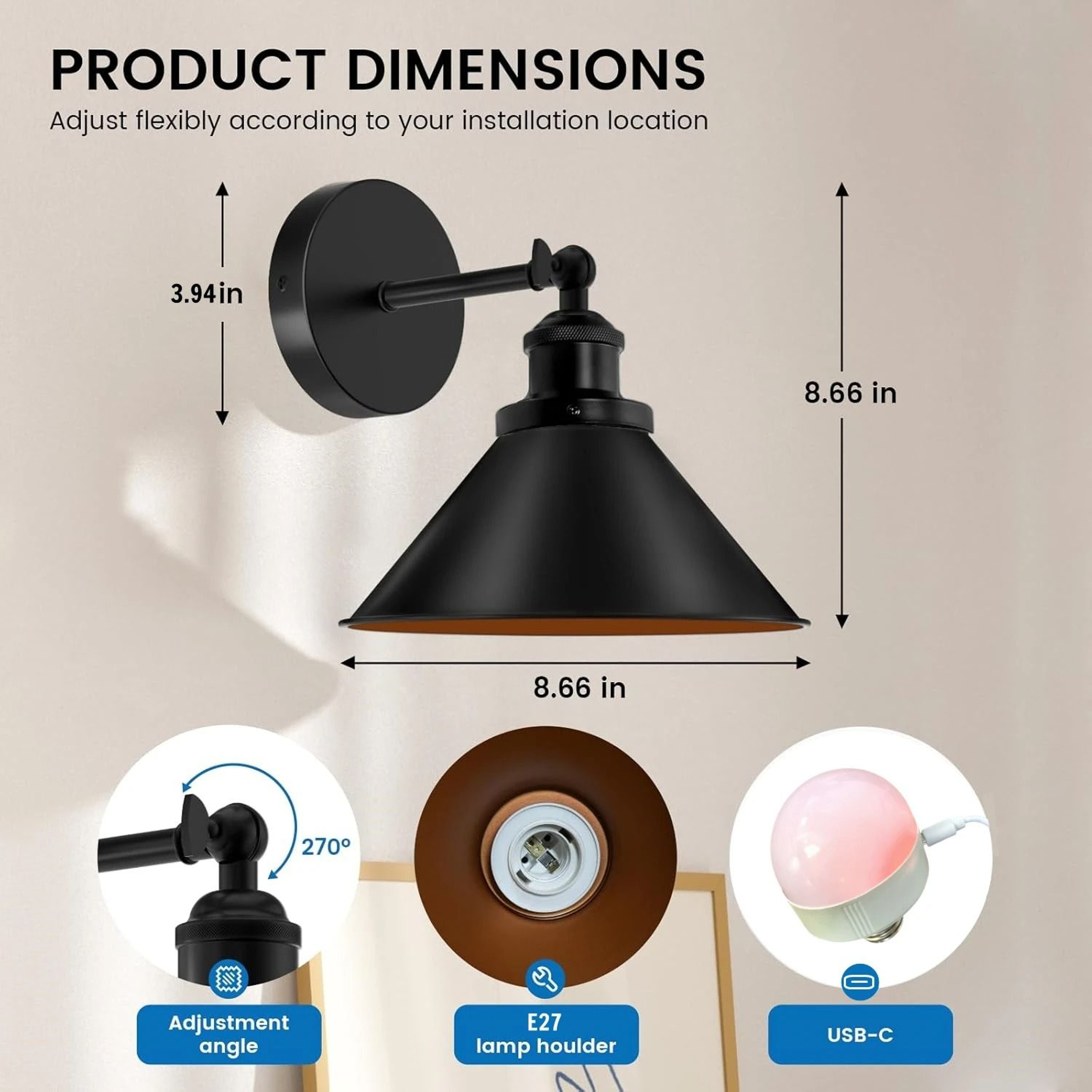 Rechargeable Wireless Wall Light With 15 Color Detachable Bulb 6