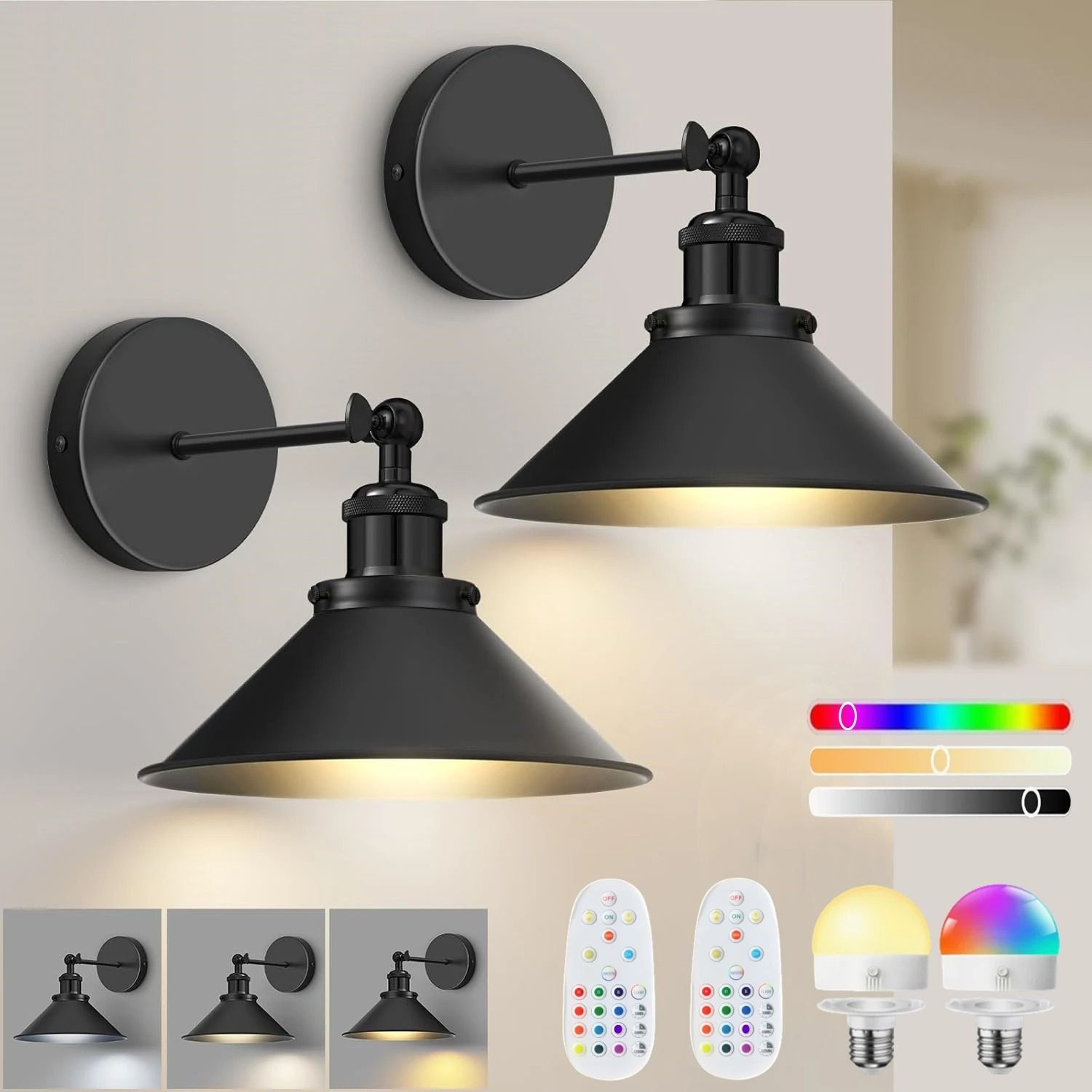 Rechargeable Wireless Wall Light With 15 Color Detachable Bulb 0