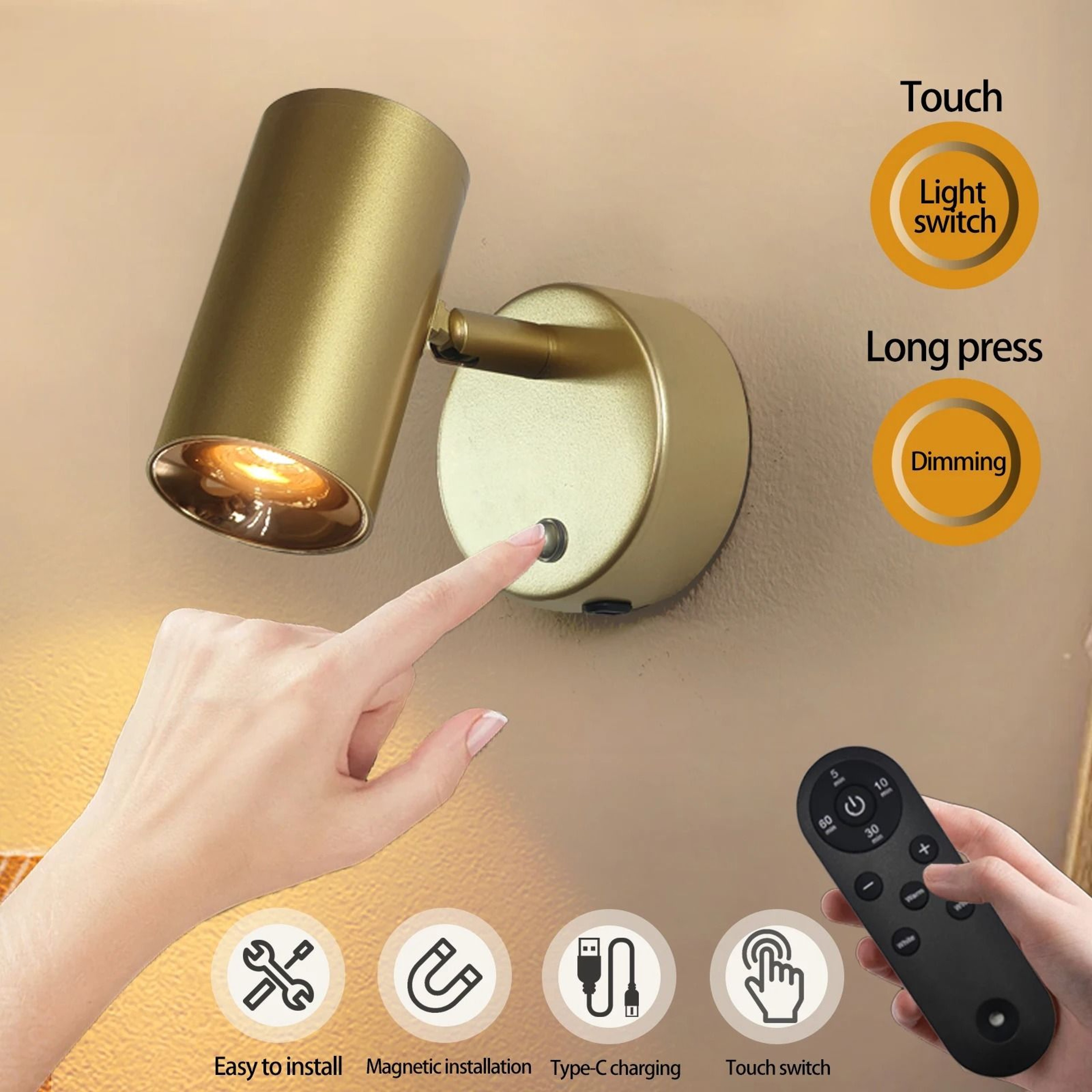 Rechargeable Wall Sconce With Remote And Touch Control 8