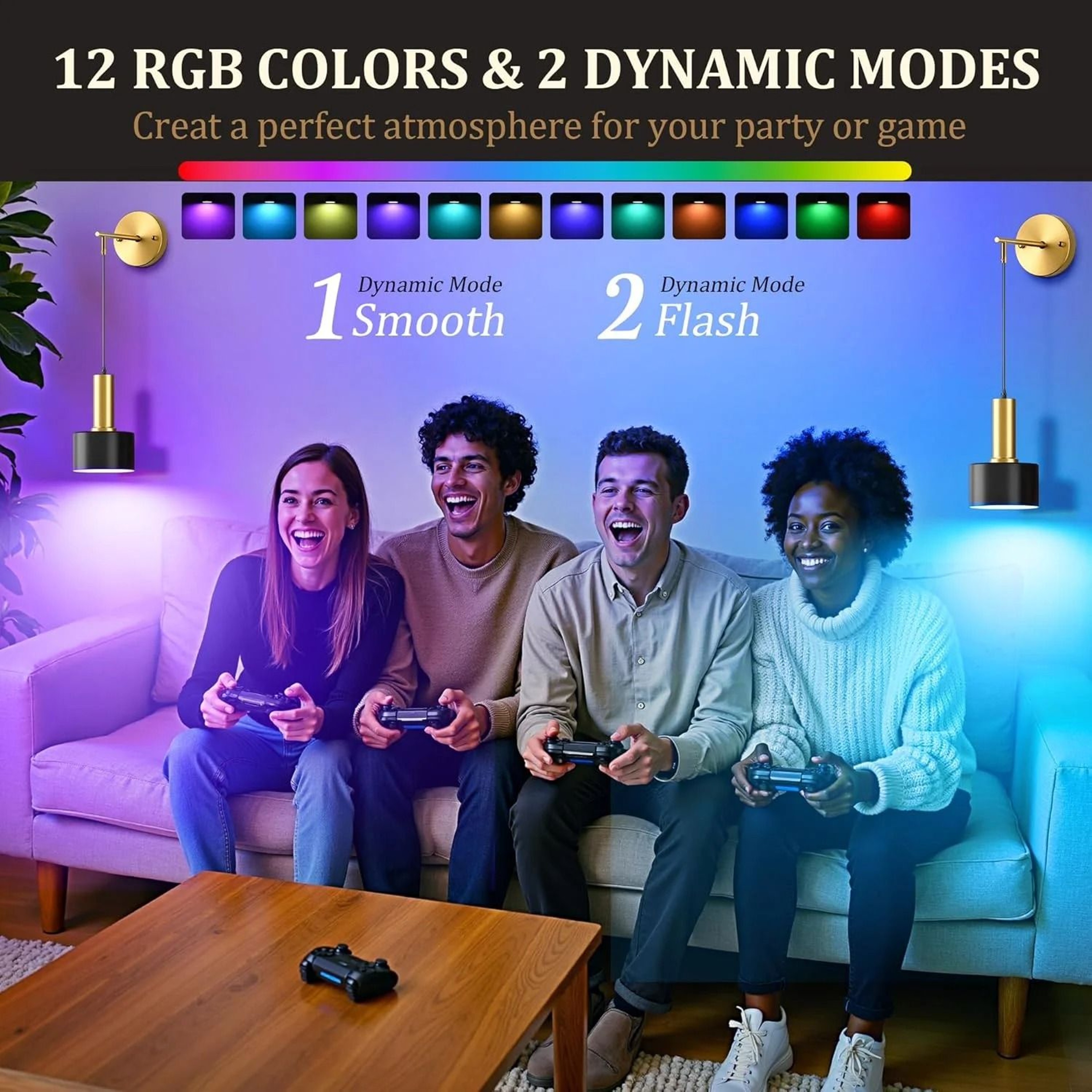 LumaArt Rechargeable RGB Wall Sconce Set 9