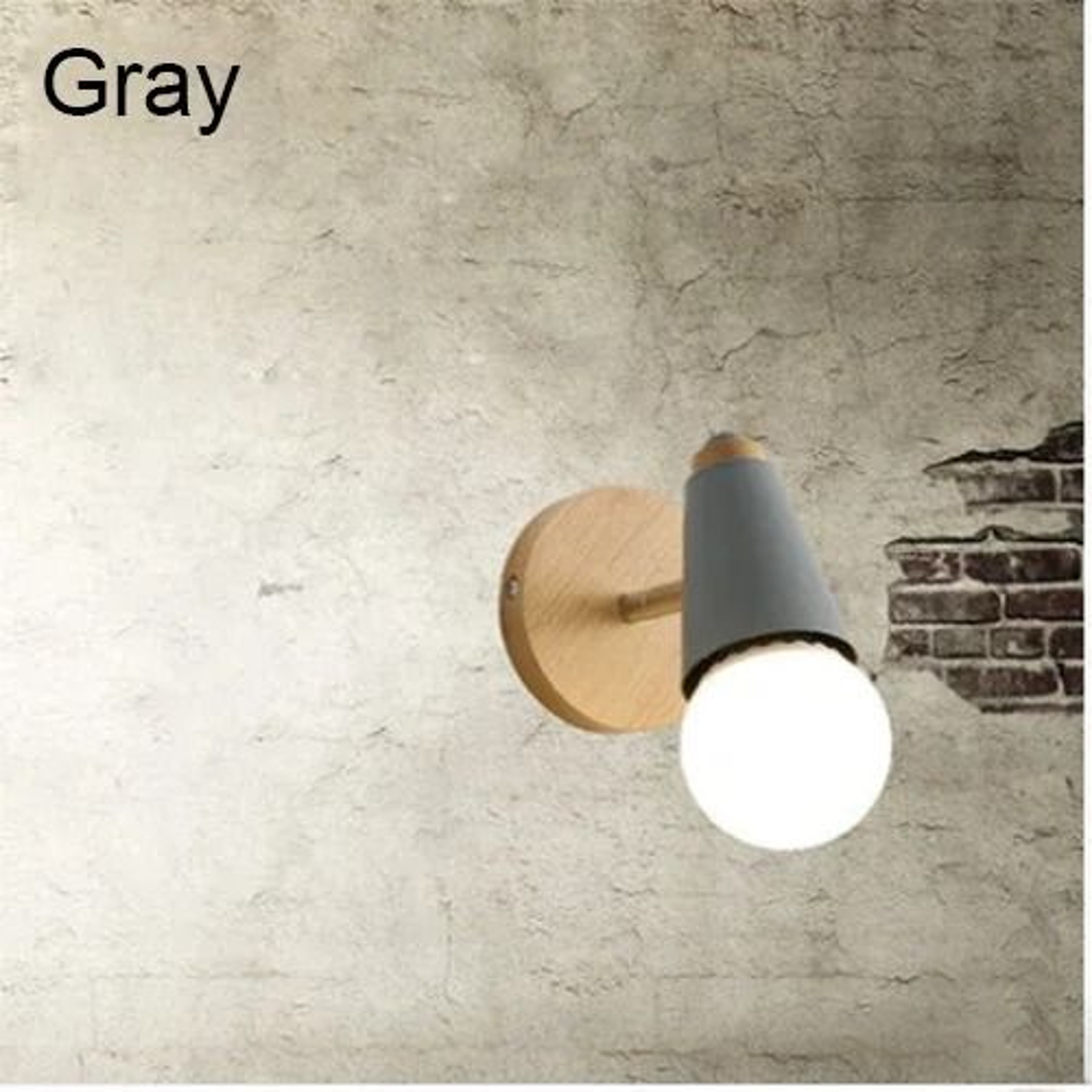 Nordic Macaron E27 Wall Lamp Adjustable Iron Wood Sconce 1