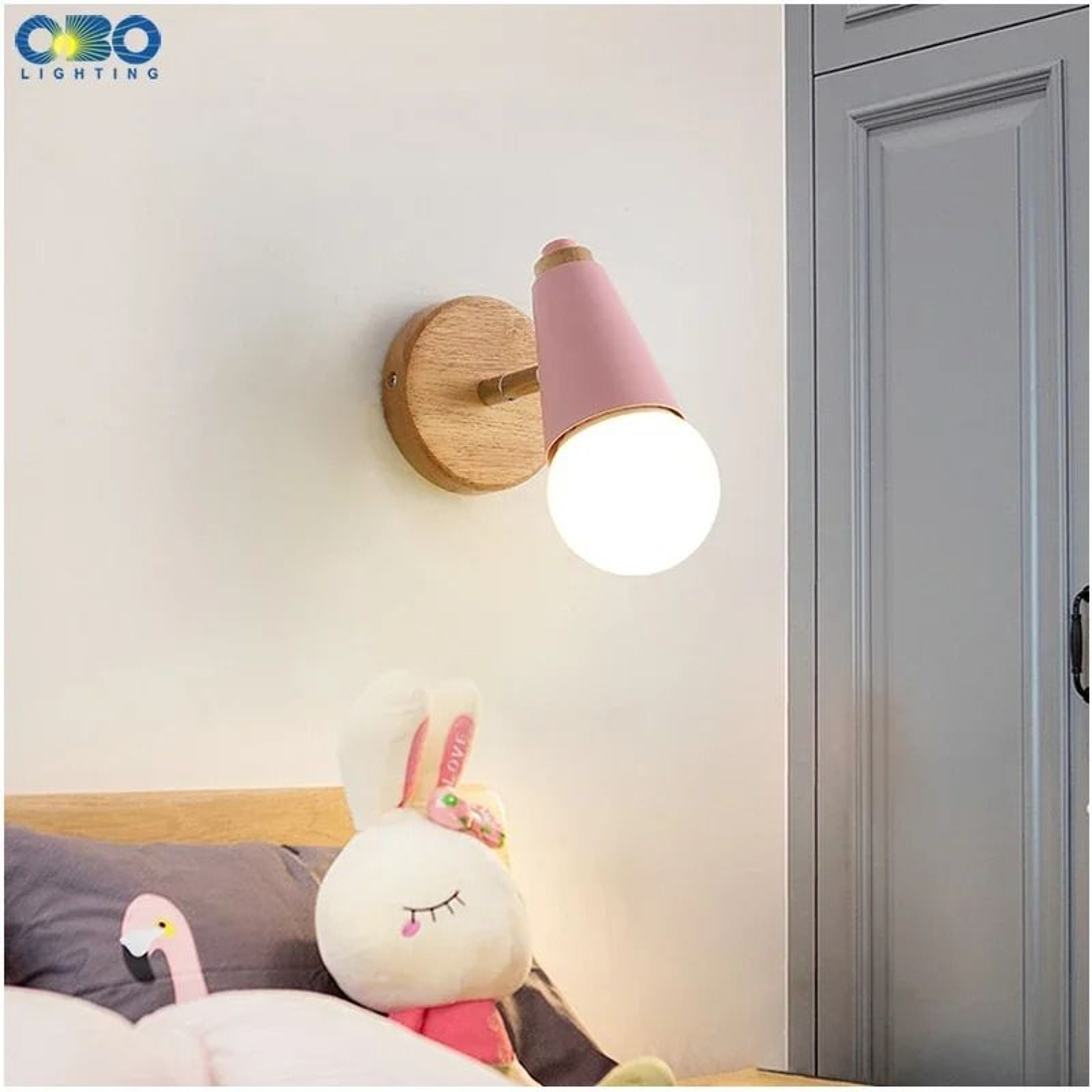 Nordic Macaron E27 Wall Lamp Adjustable Iron Wood Sconce 14