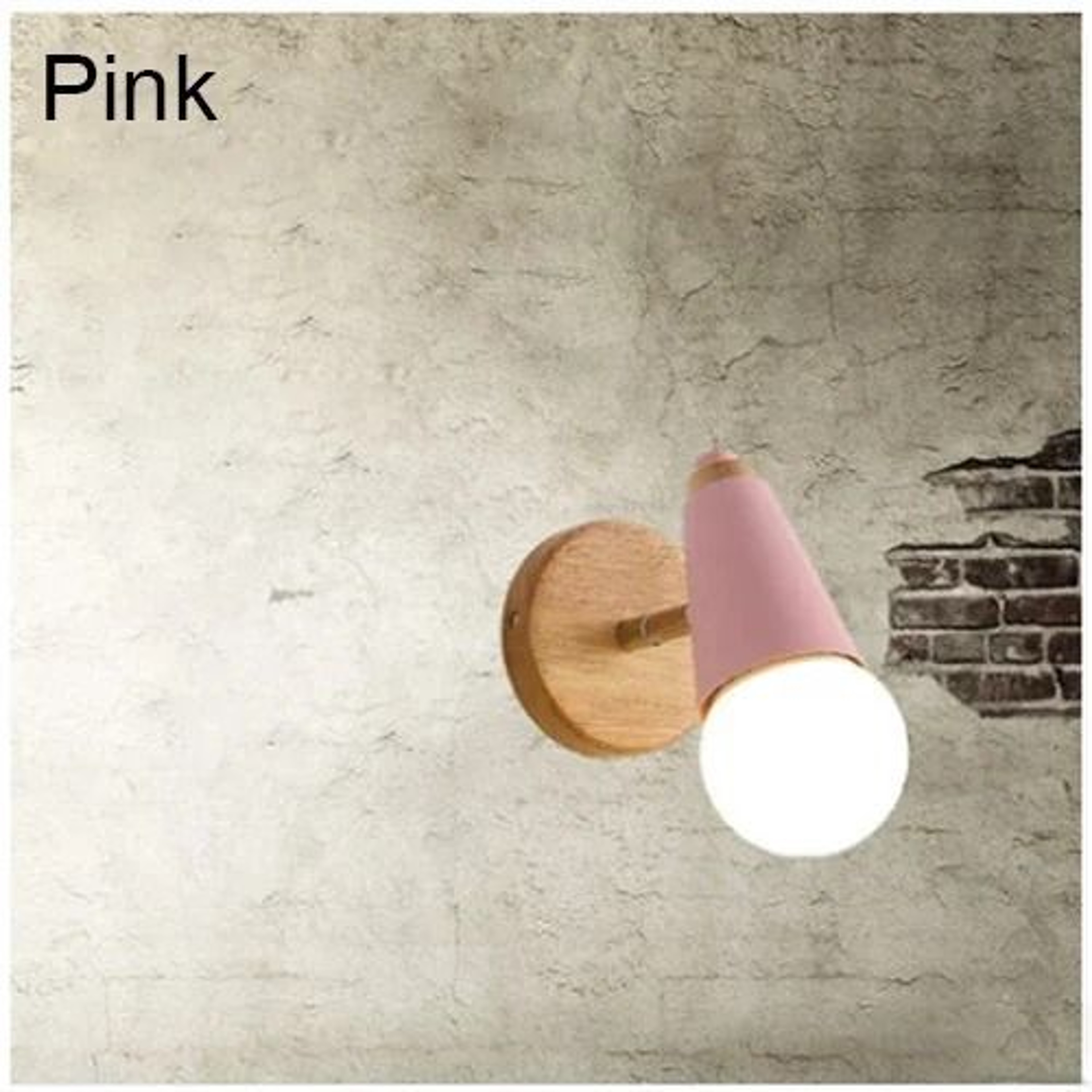 Nordic Macaron E27 Wall Lamp Adjustable Iron Wood Sconce 2