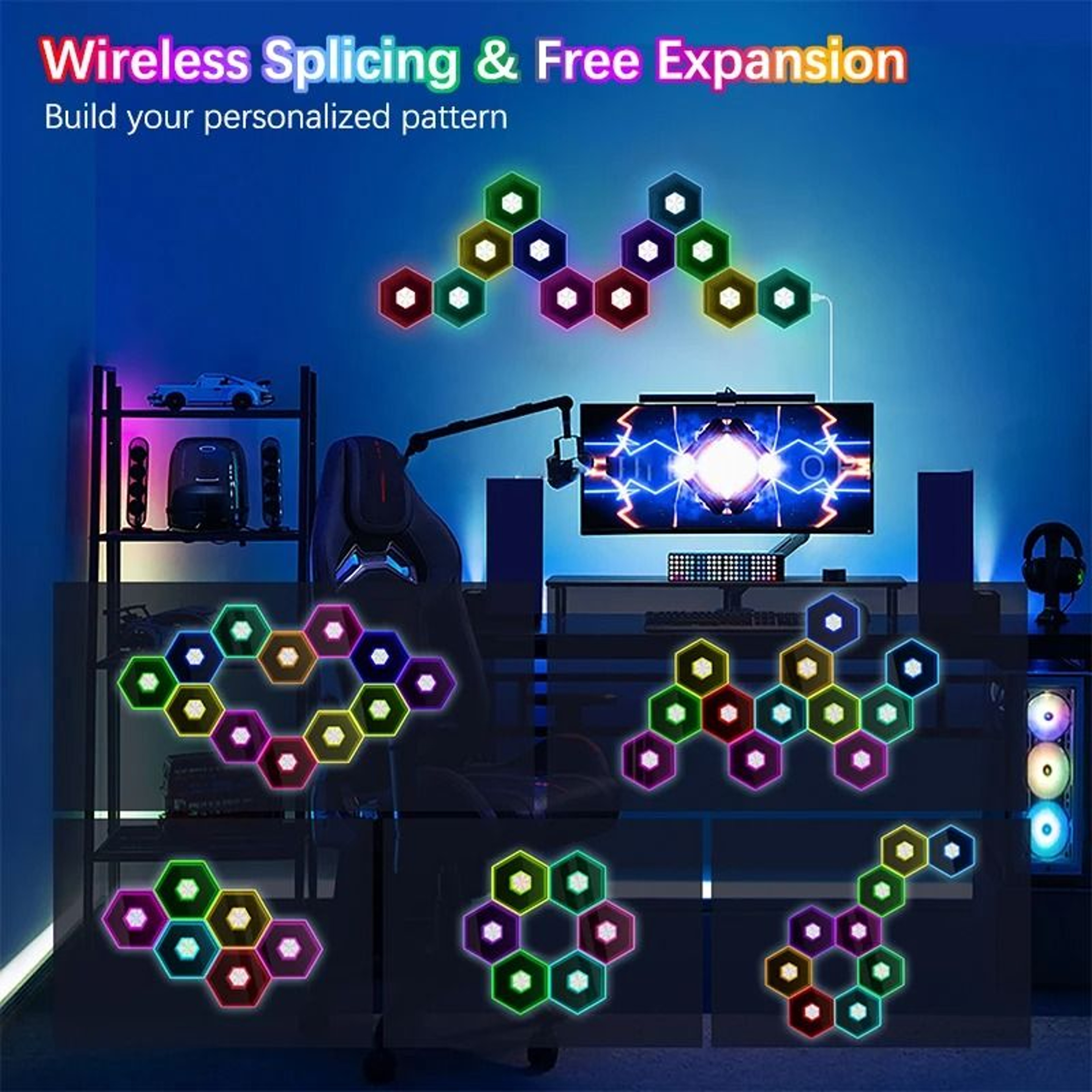 Bluetooth RGB Quantum Wall Light Smart App Gaming Decor 6