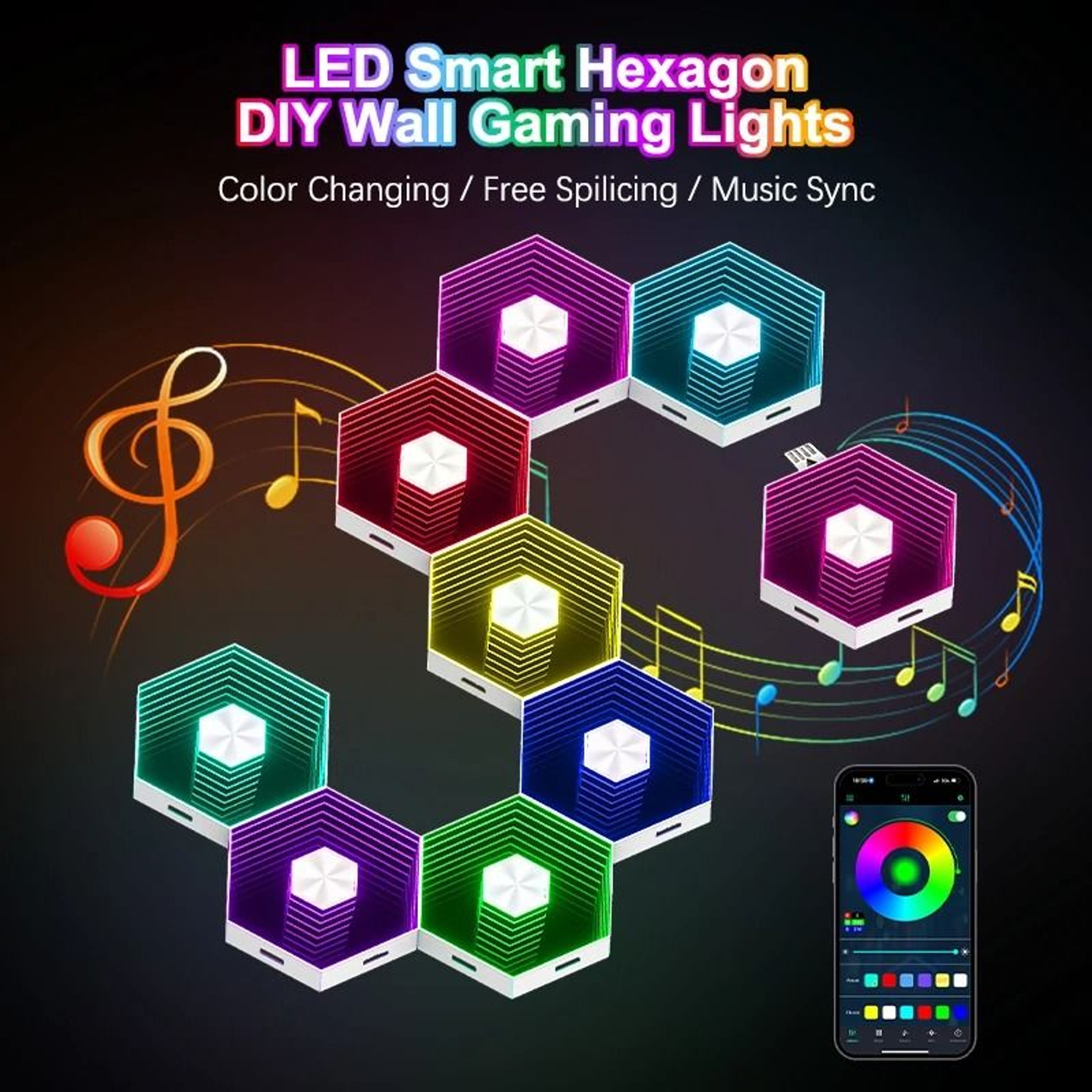 Bluetooth RGB Quantum Wall Light Smart App Gaming Decor 4