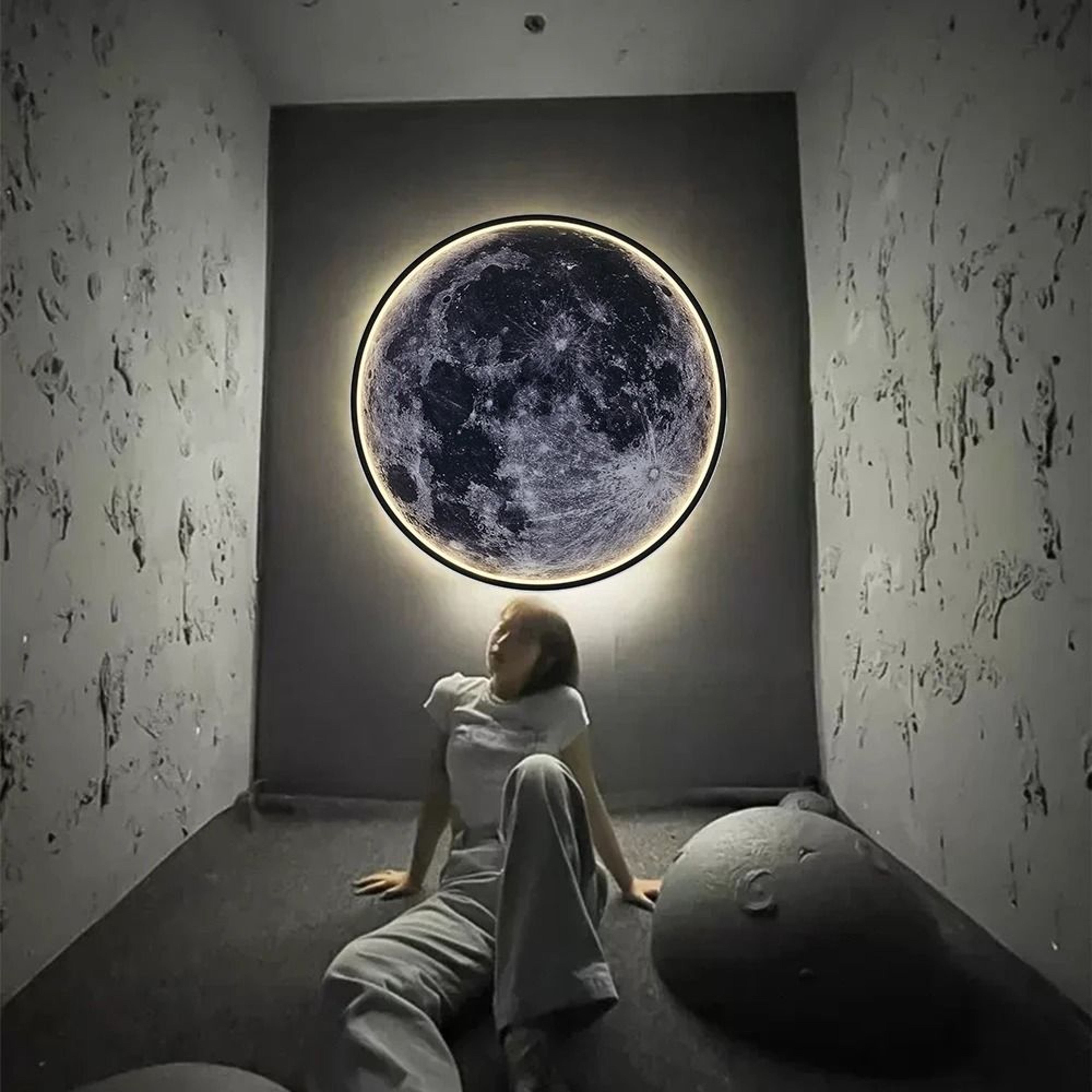 Dimmable LED Moon Wall Lamp Remote Control Night Light 7