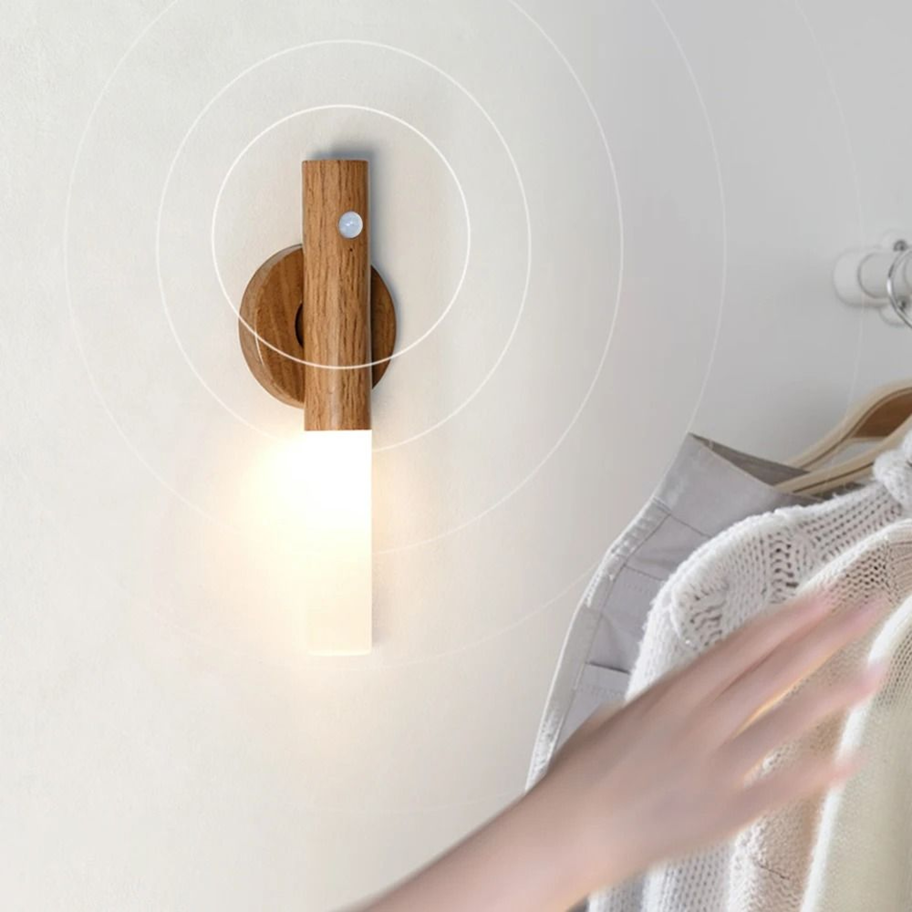 Rechargeable Motion Sensor Magnetic Wood Wall Light 3