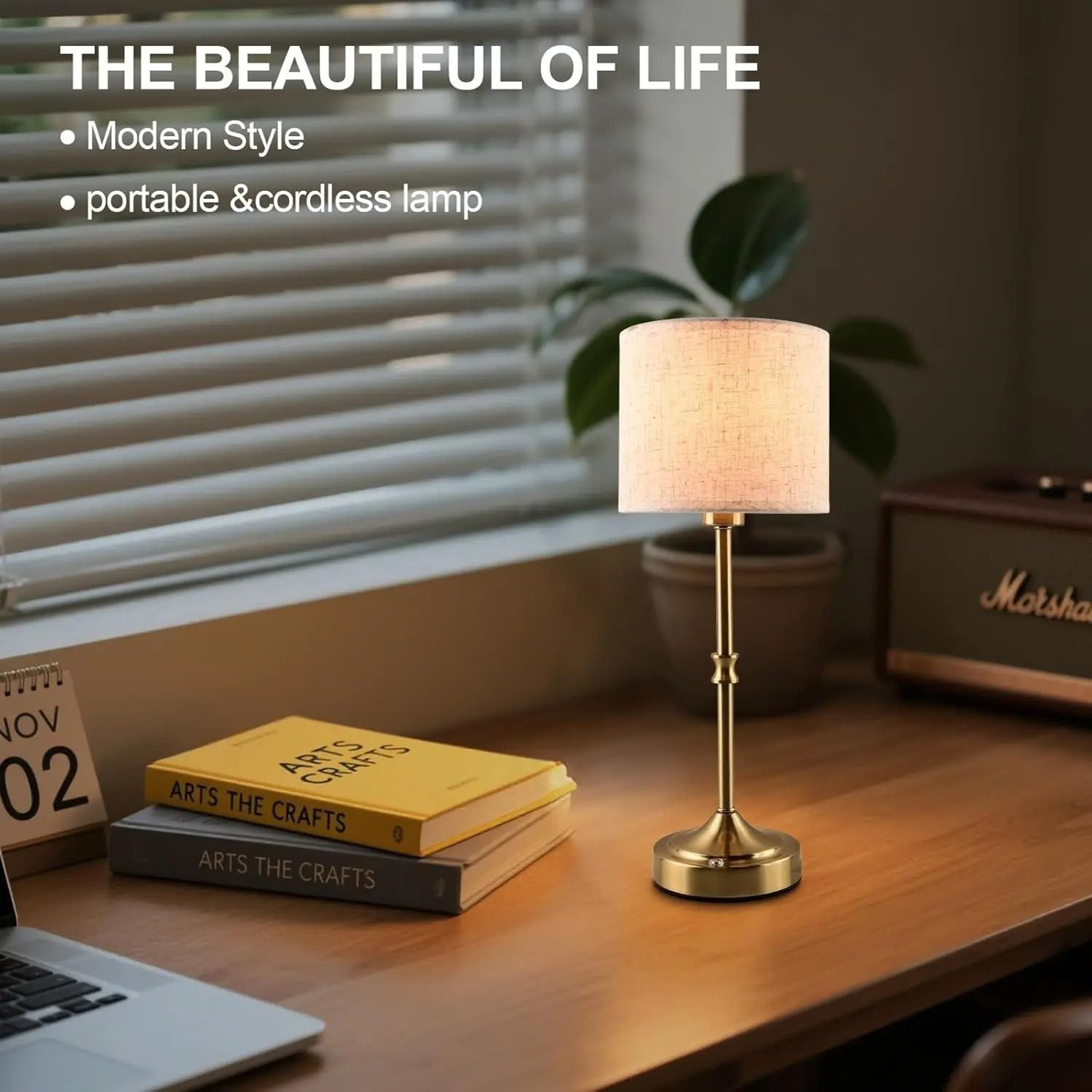 Rechargeable Cordless Touch Table Lamp 3 Level Dimmable Bedside Light 7