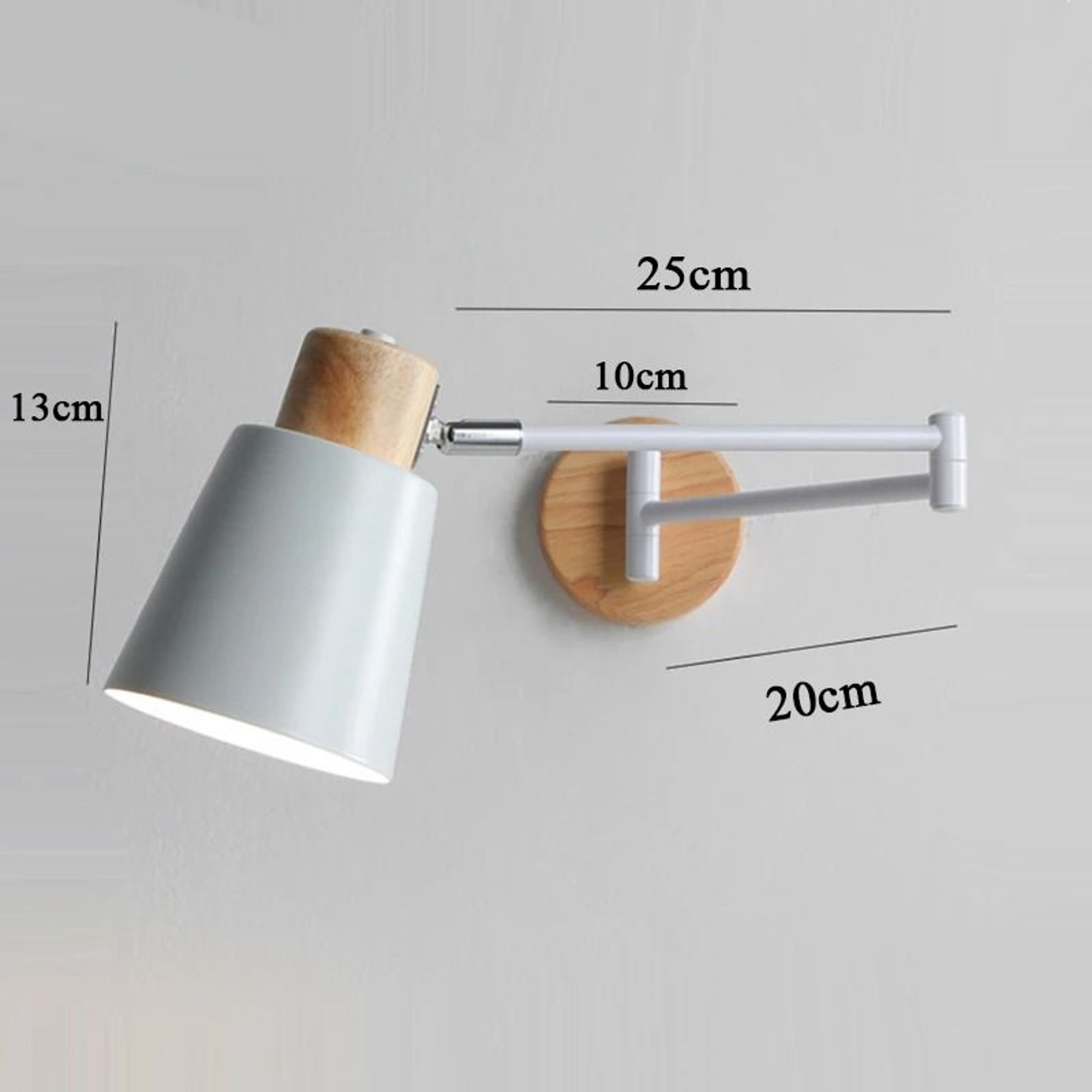 Nordic Adjustable Wall Lamp Wood And Iron Bedside Reading Light 2