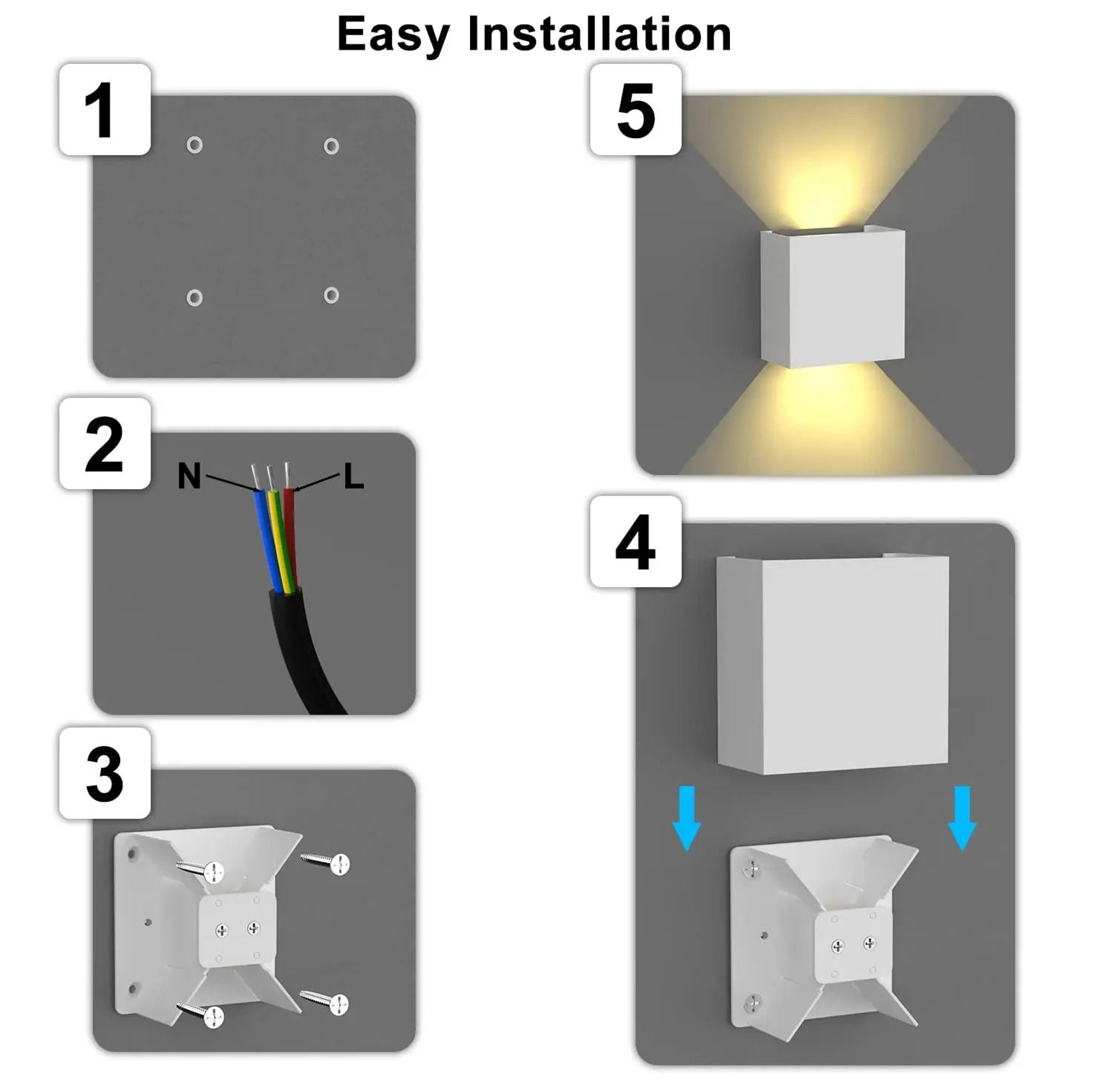 Modern 6W LED Up Down Wall Light IP65 Adjustable Sconce 5