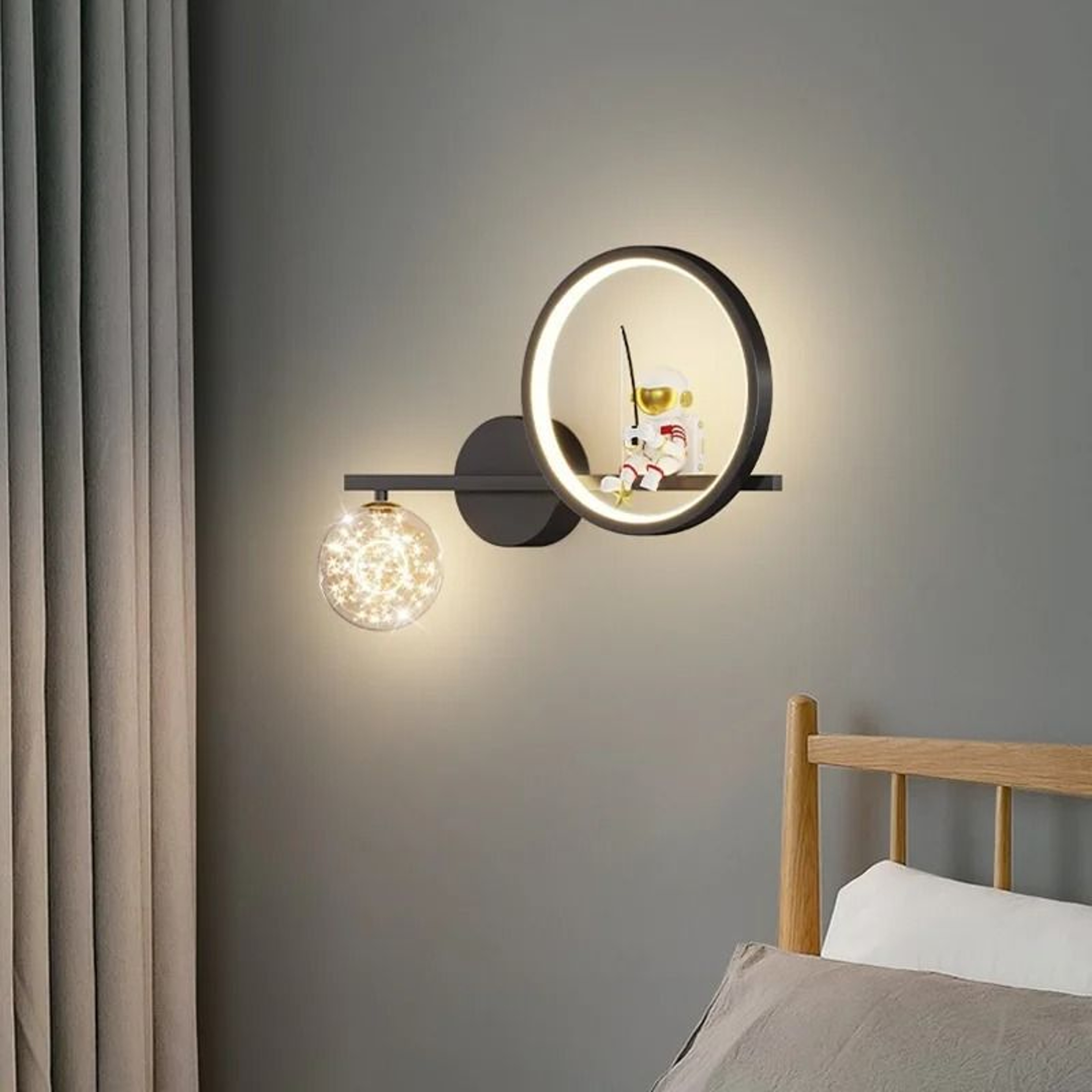 Astronaut Star Projector Wall Lamp LED Kids Bedroom Sconce 15