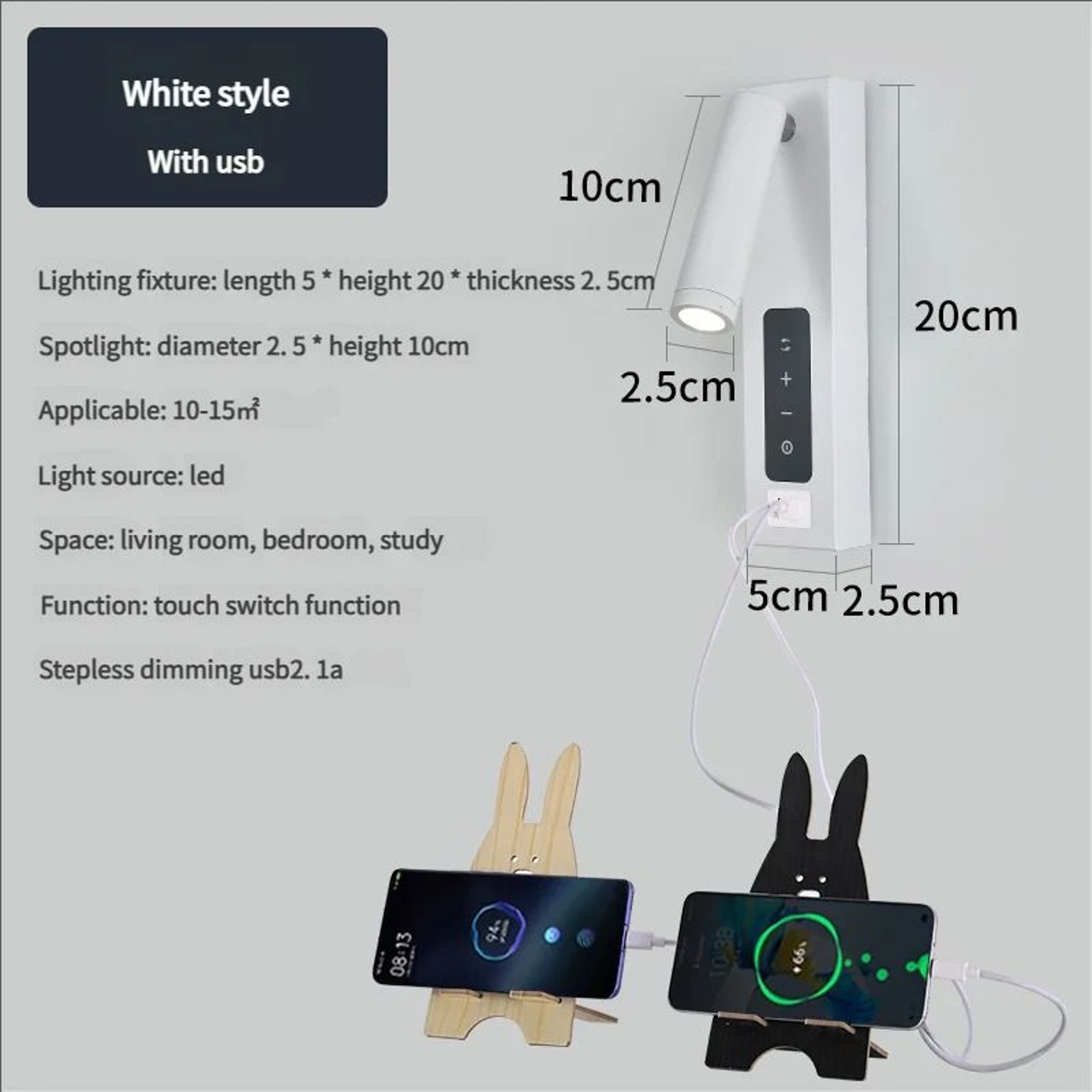 Dimmable Bedside Wall Light With Dual USB Charging And Tri Color LED 4