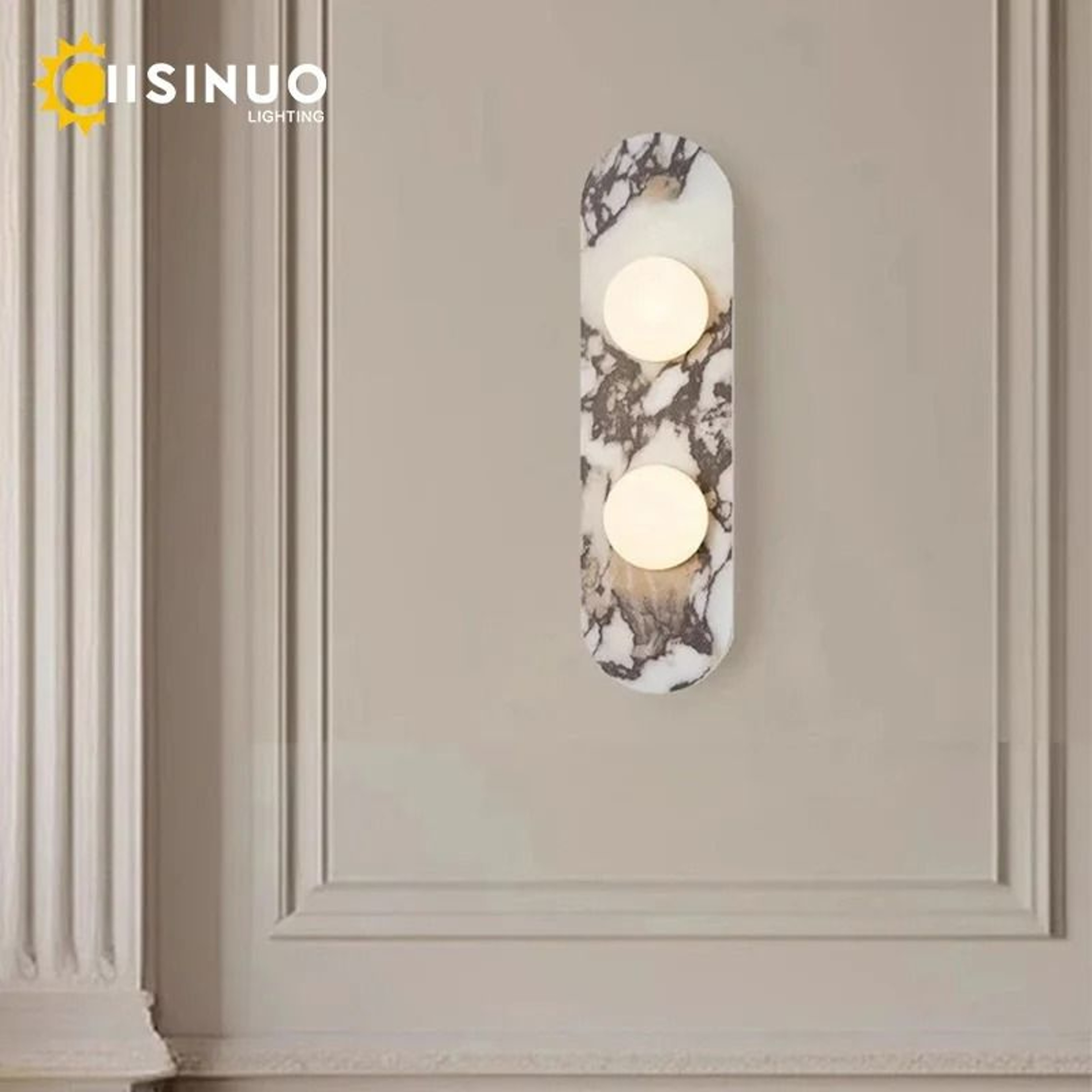 Luxury Natural Marble Wall Lamp White Glass LED Sconce 0