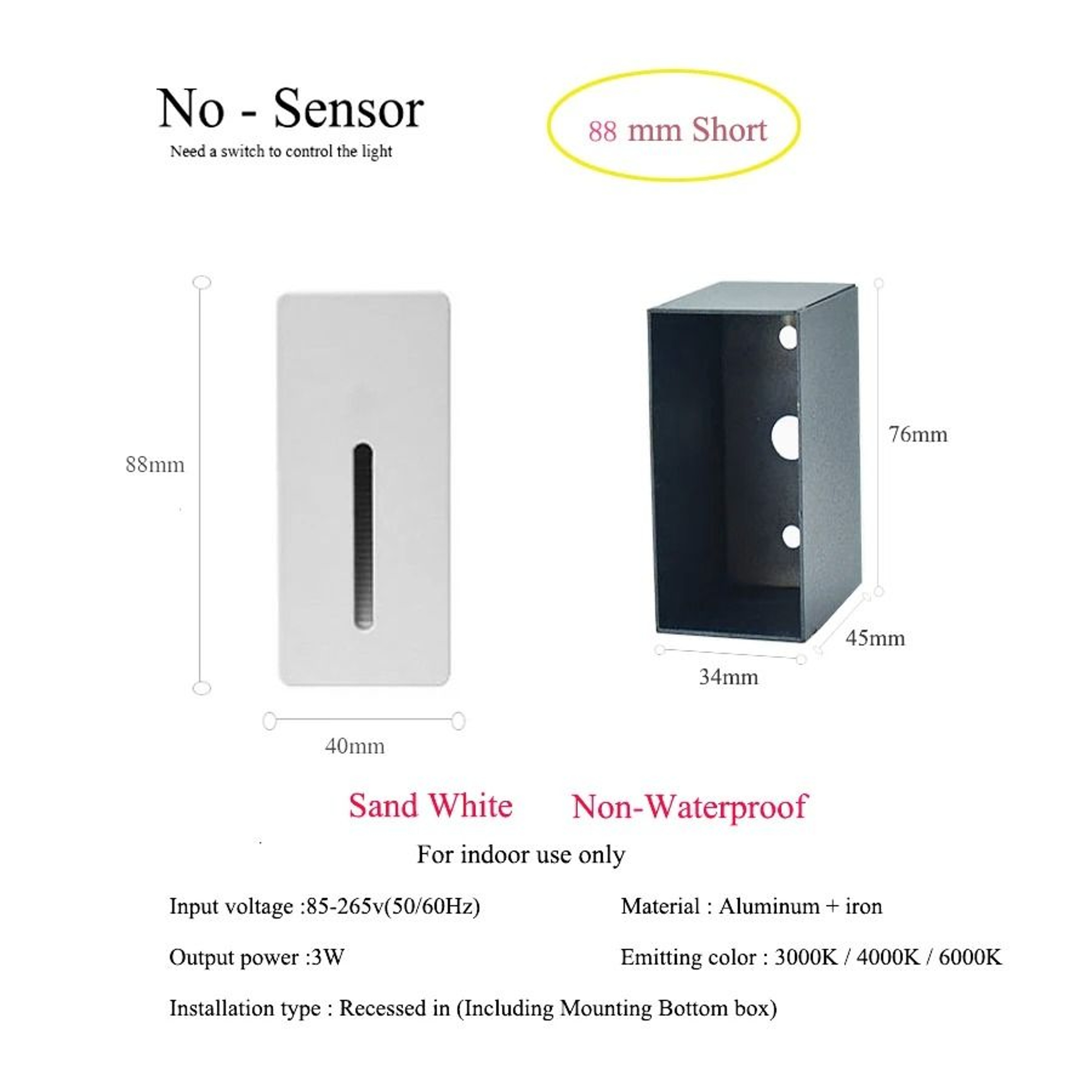 3W PIR Motion Sensor Stair Light Slim LED Wall Lamp 1