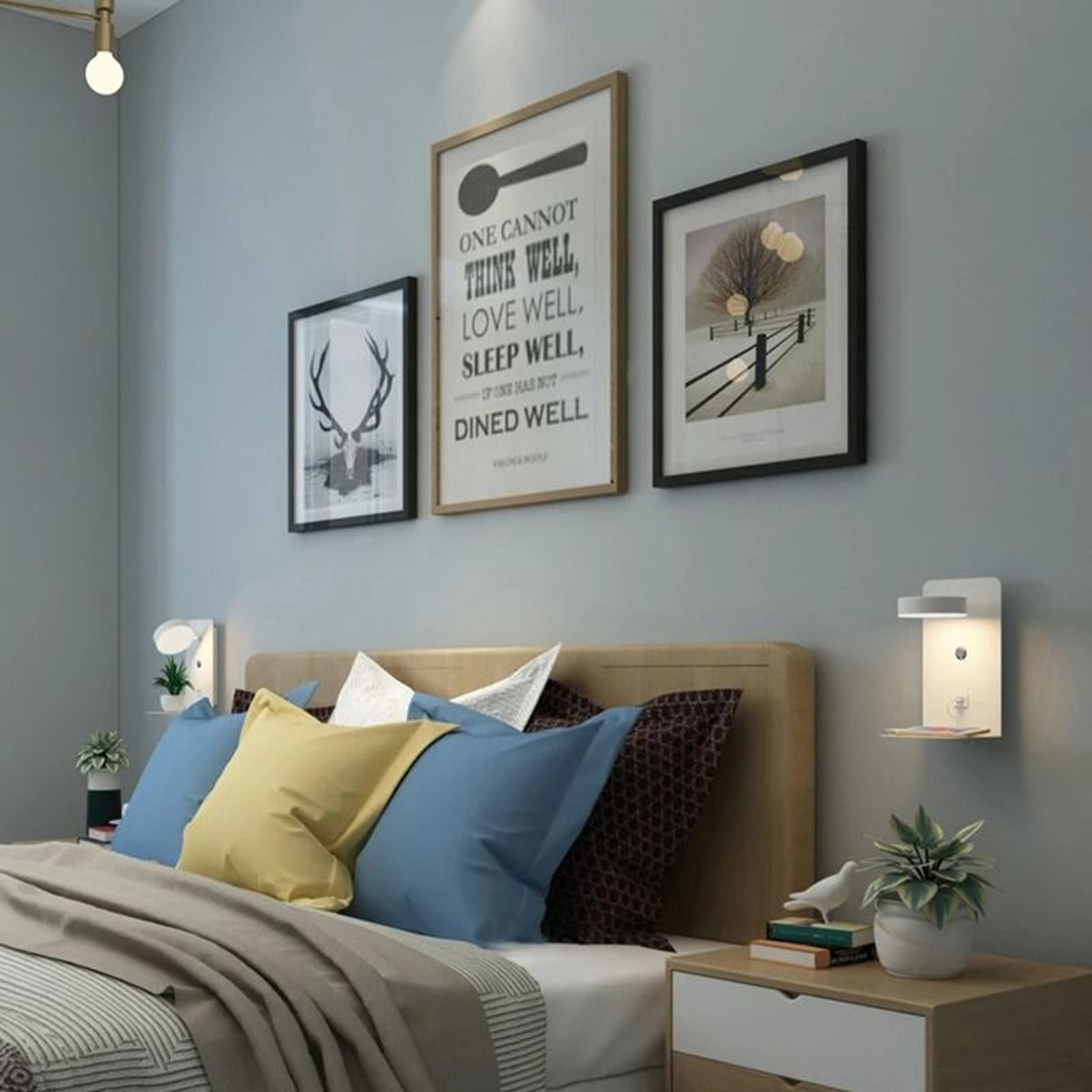 Modern LED Wall Lamp With USB And Switch Bedside Sconce 4