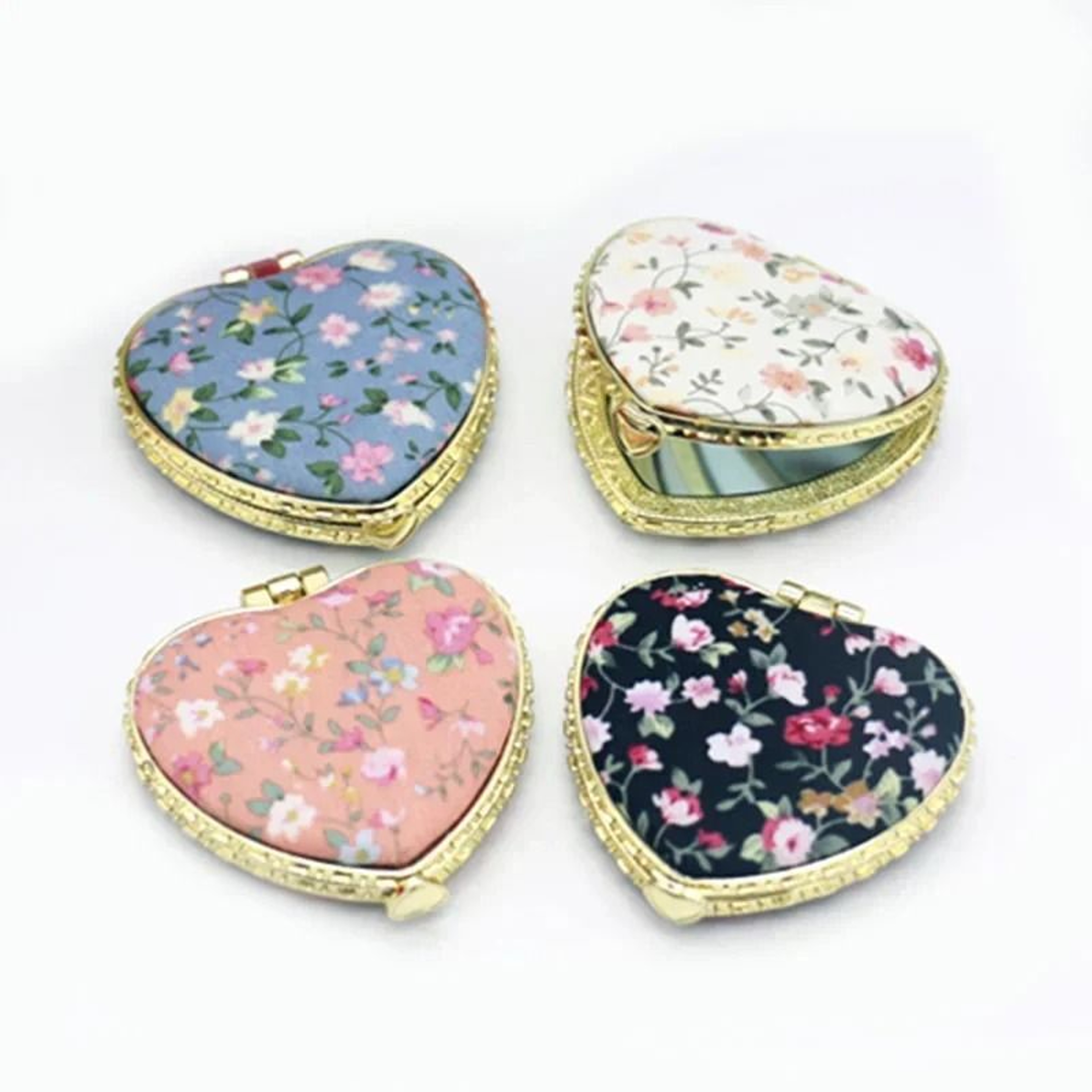Vintage Floral Compact Mirror Two Sided Folding Makeup Mirror 12