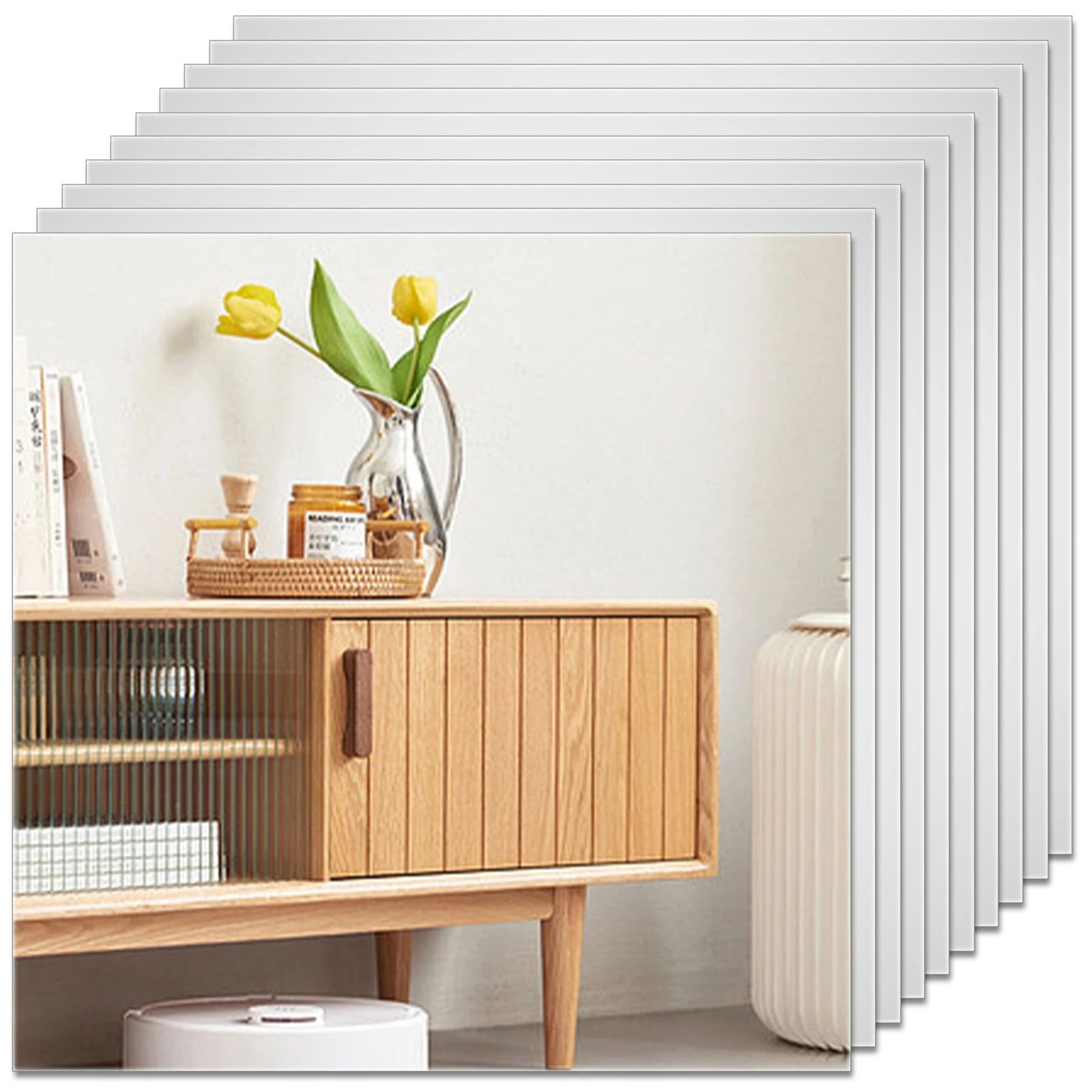 Easy Peel Self Adhesive Mirror Sheets Flexible Non Glass Wall Mirror Set 3
