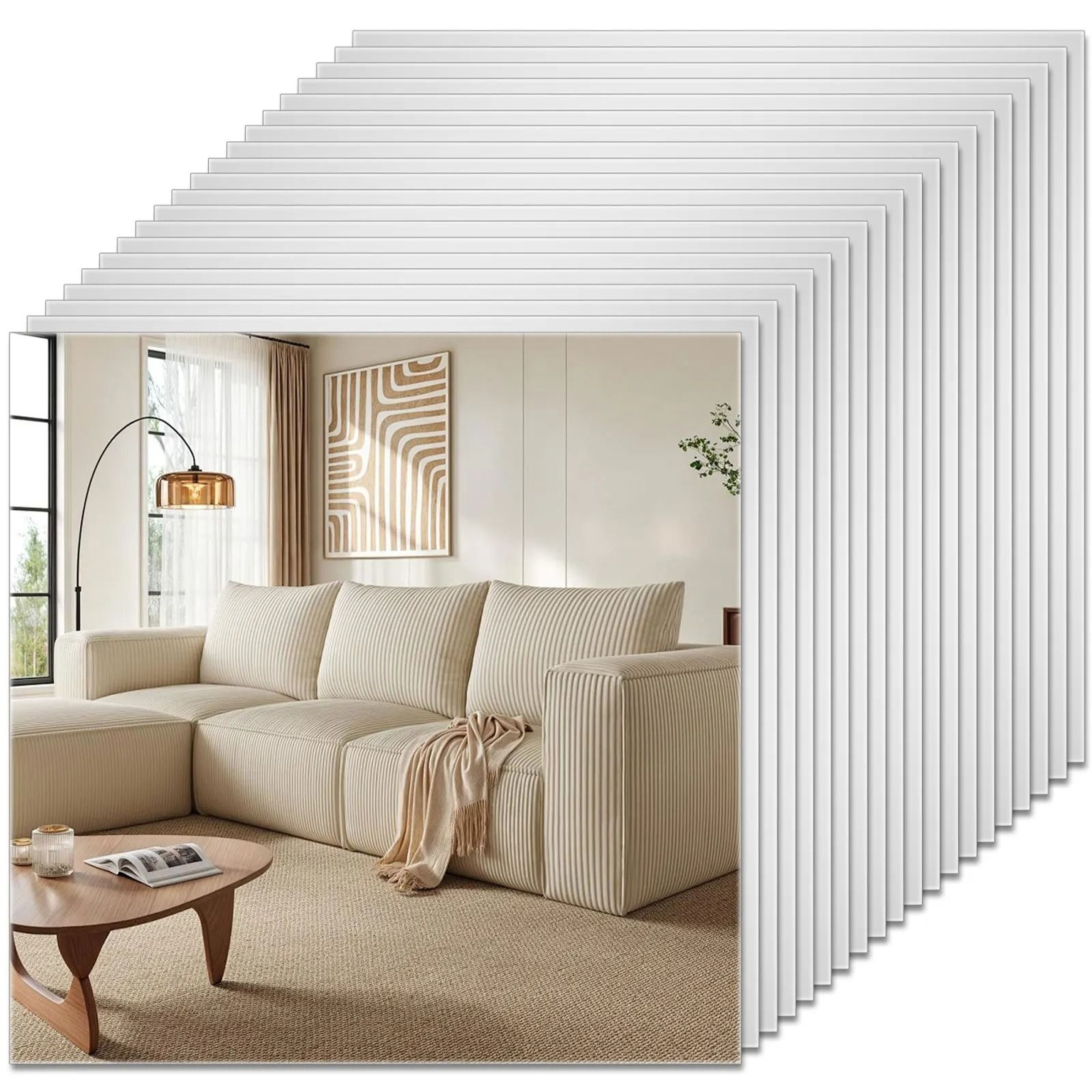 Easy Peel Self Adhesive Mirror Sheets Flexible Non Glass Wall Mirror Set 7