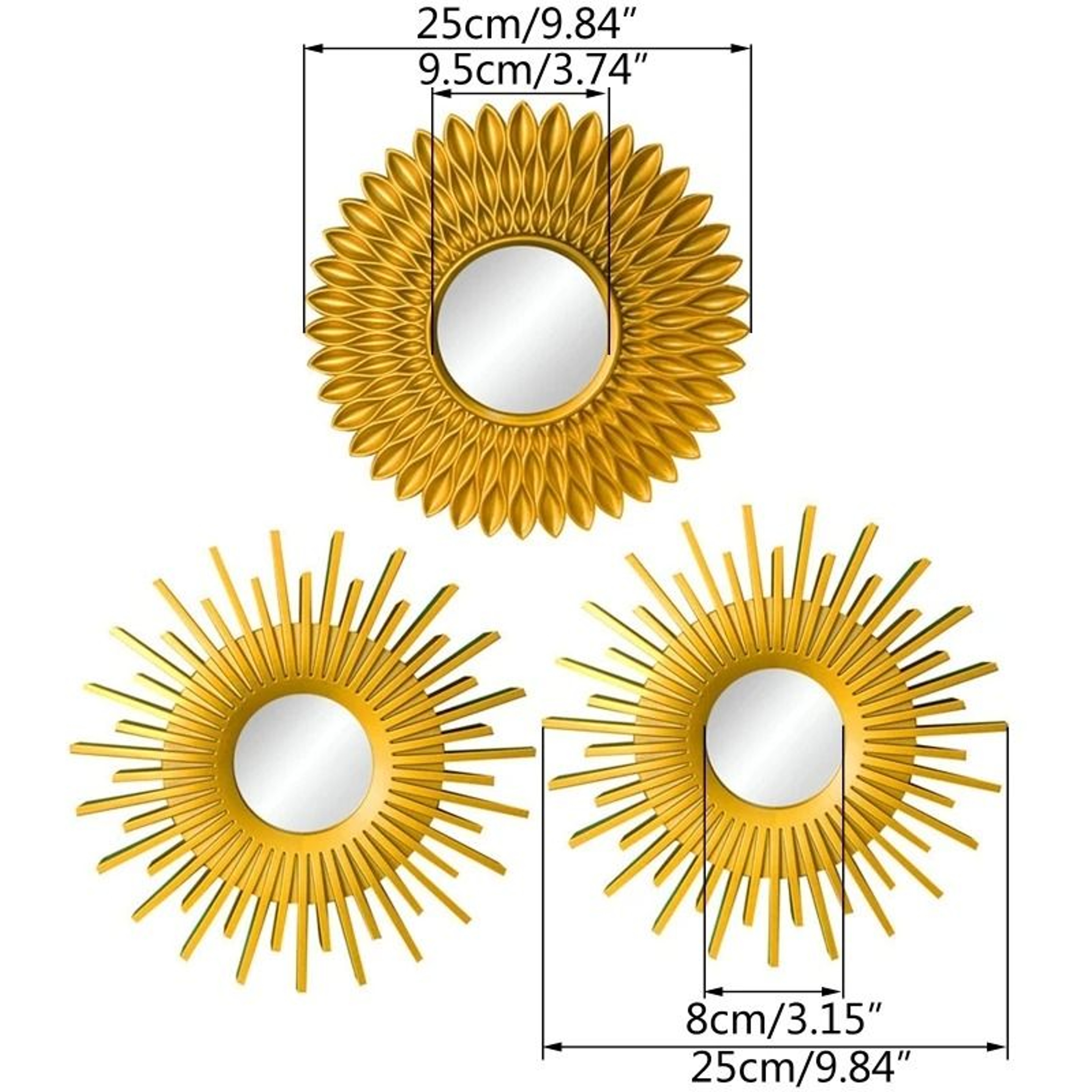 Elegant Gold Round Wall Mirror Set Decorative Hanging Mirrors For Home 4