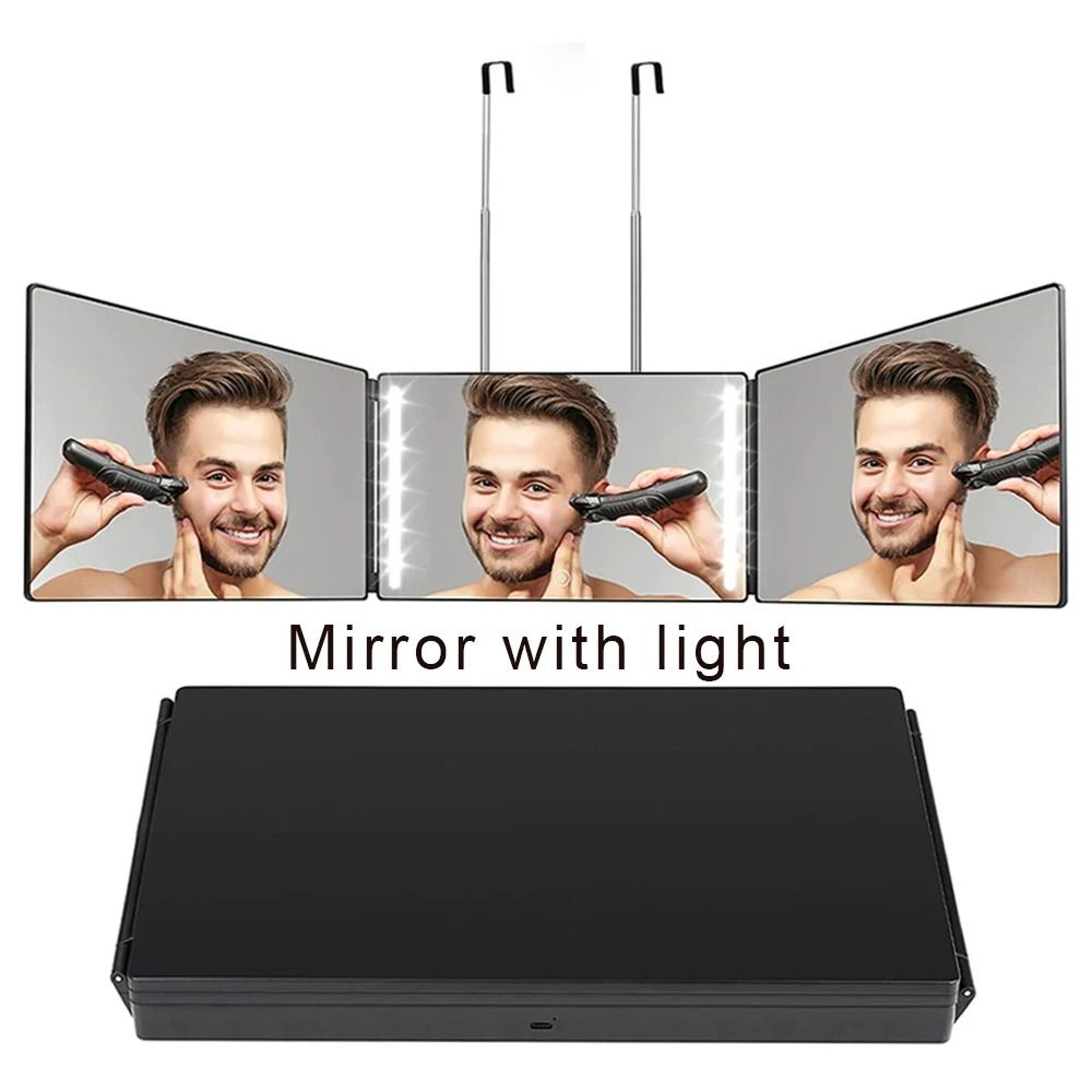 360 View LED 3 Way Haircut Mirror Trifold Self Grooming Mirror 5