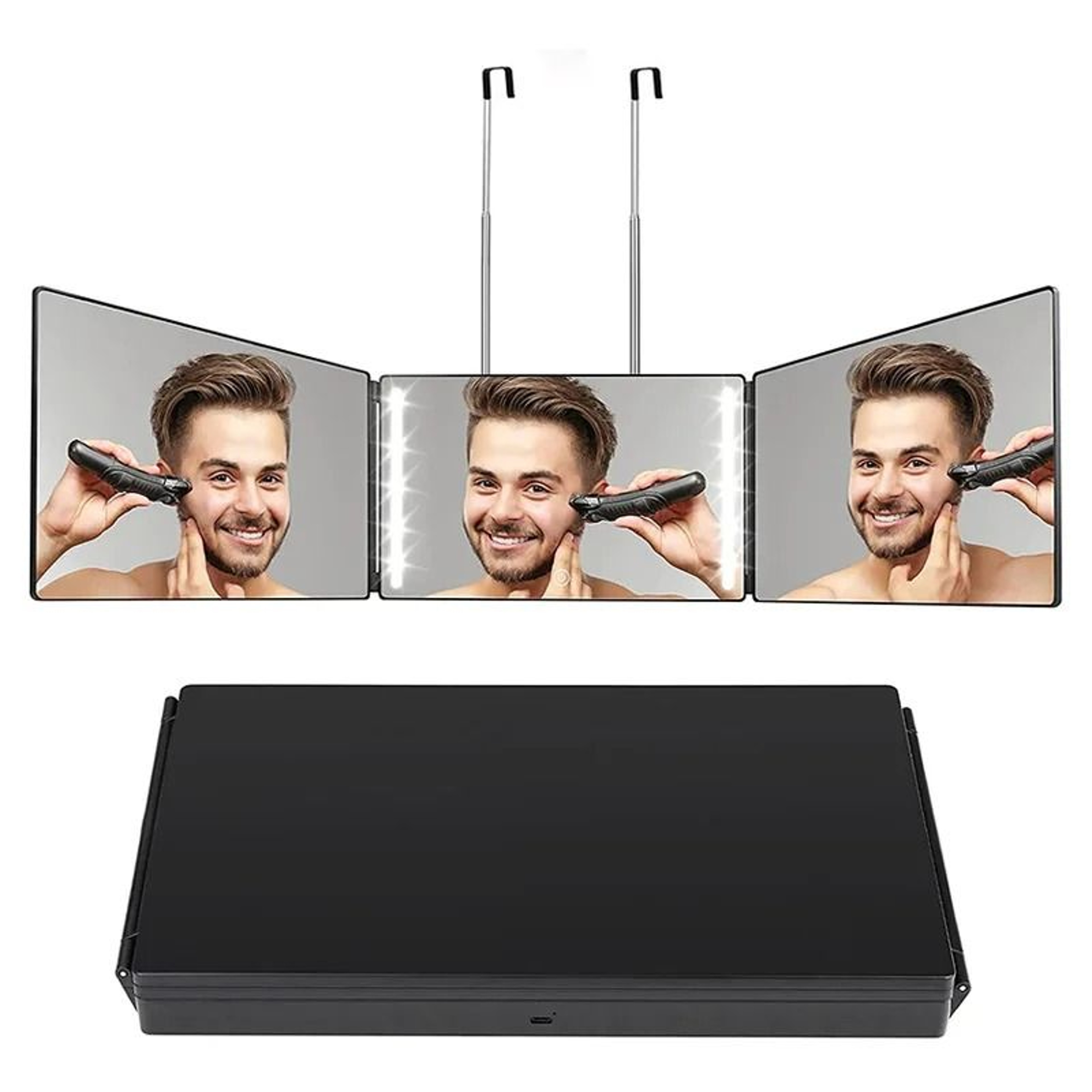 360 View LED 3 Way Haircut Mirror Trifold Self Grooming Mirror 2
