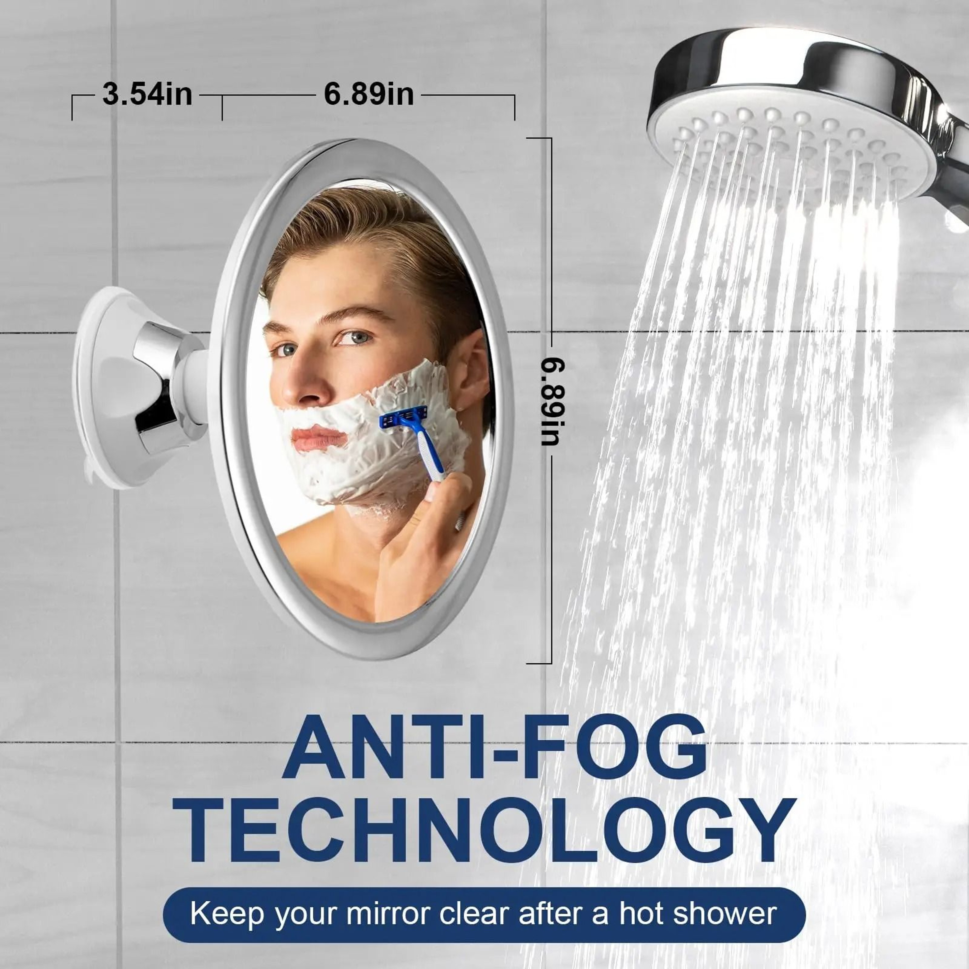 360 Rotating Fogless Shower Mirror Suction Cup Shaving Bathroom Grooming Mirror 6
