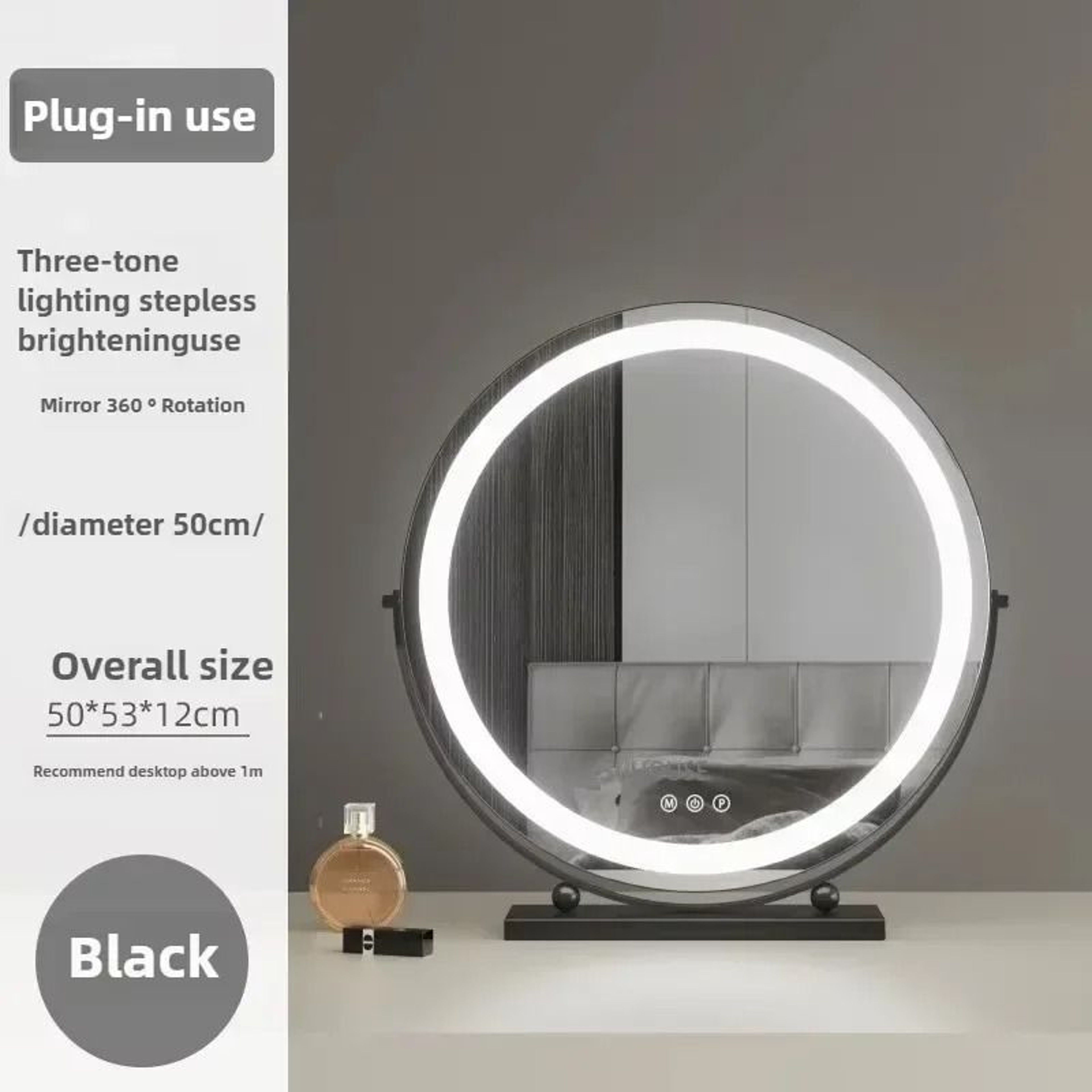 Modern Round LED Makeup Mirror Rechargeable Desktop Vanity Beauty Mirror 7