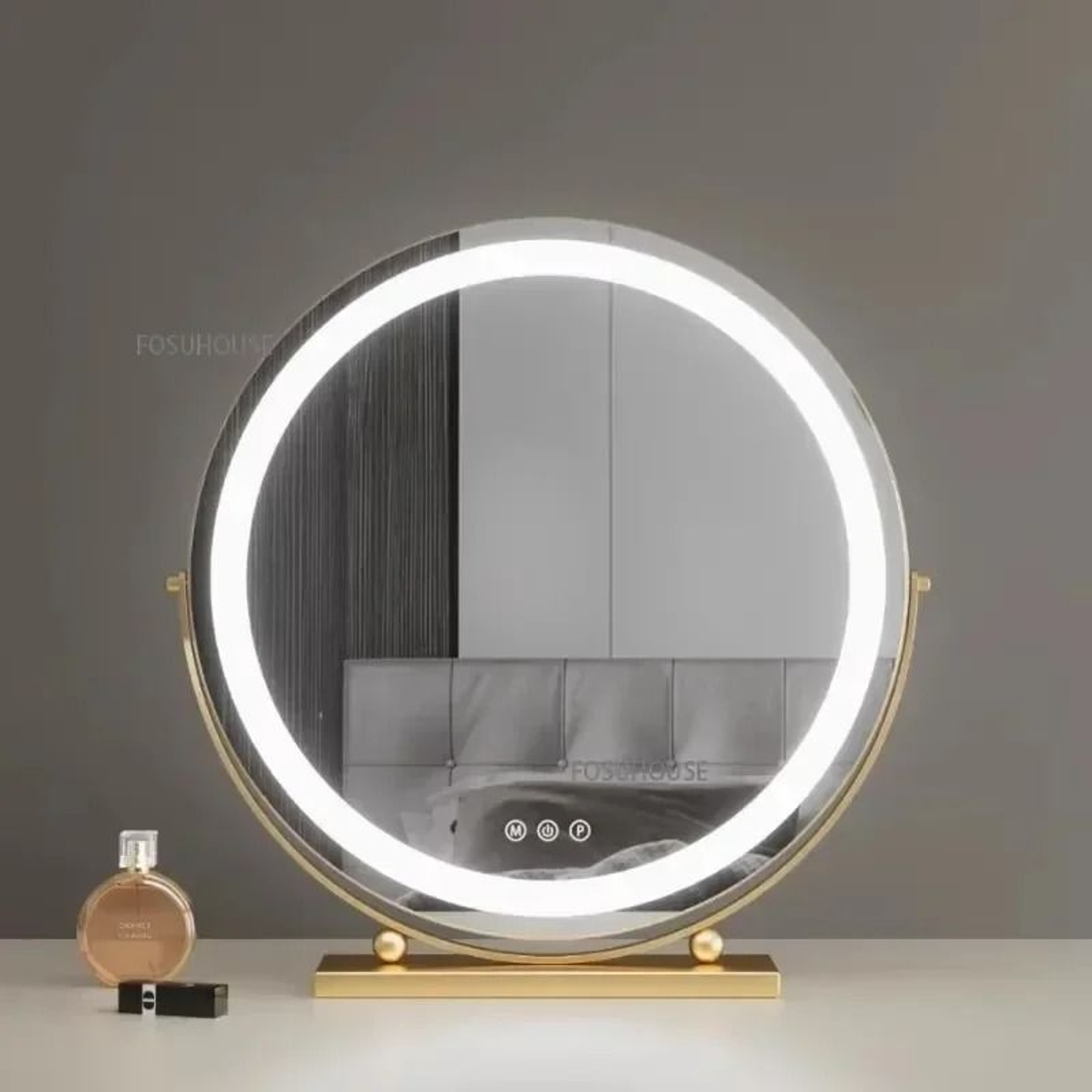 Modern Round LED Makeup Mirror Rechargeable Desktop Vanity Beauty Mirror 13