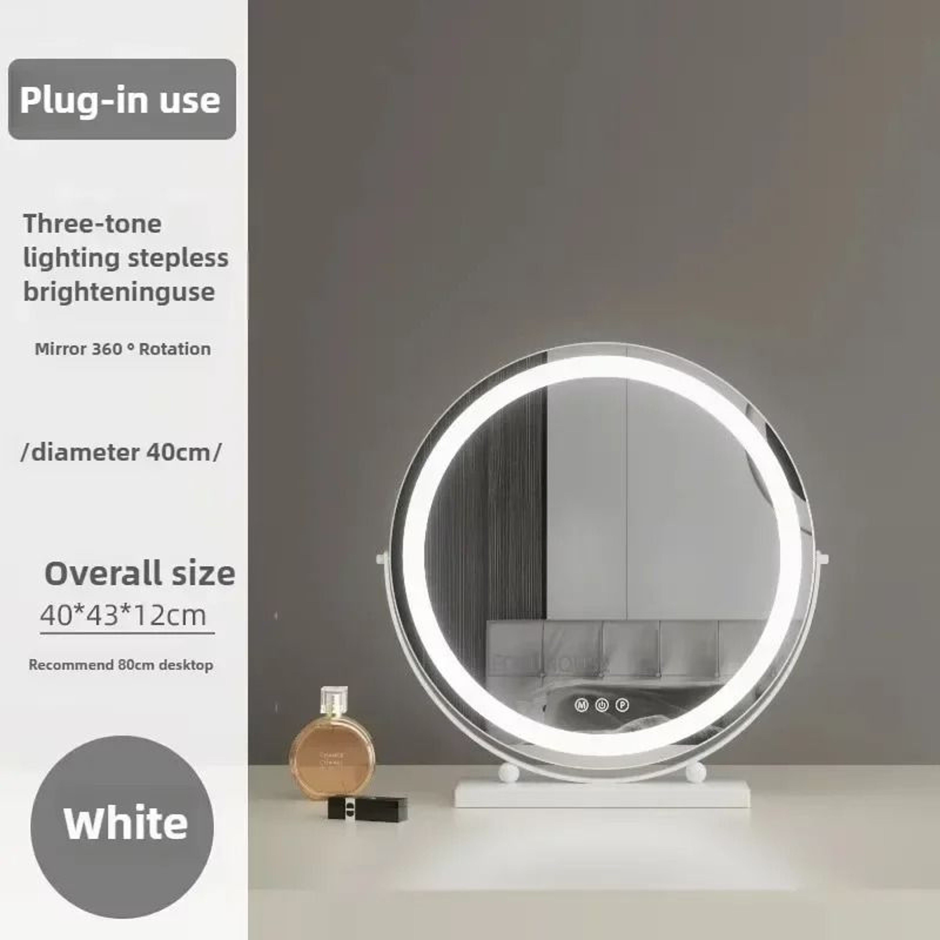 Modern Round LED Makeup Mirror Rechargeable Desktop Vanity Beauty Mirror 5