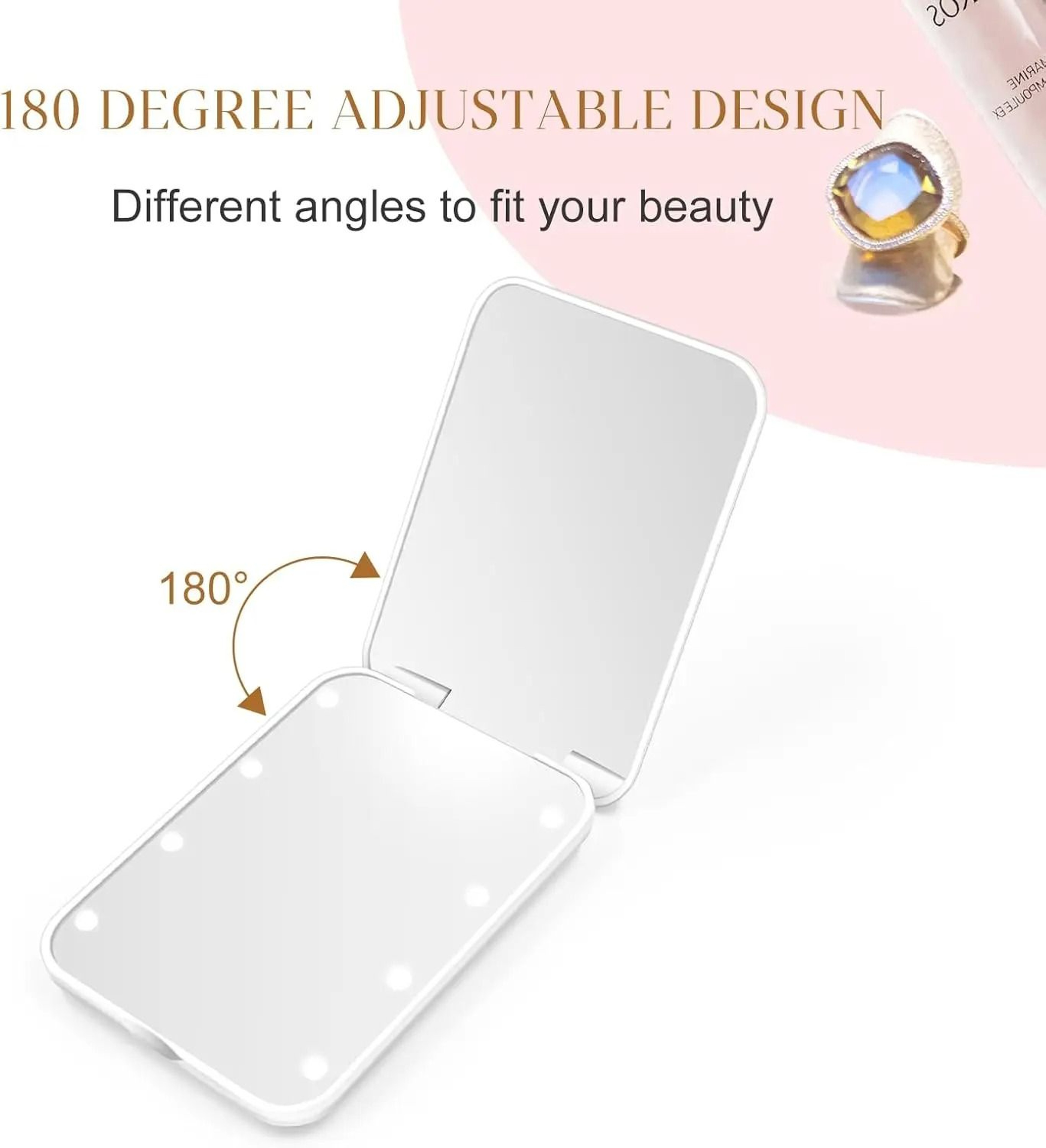 Compact LED Pocket Makeup Mirror 1X 3X Magnifying Travel Cosmetic Mirror 3