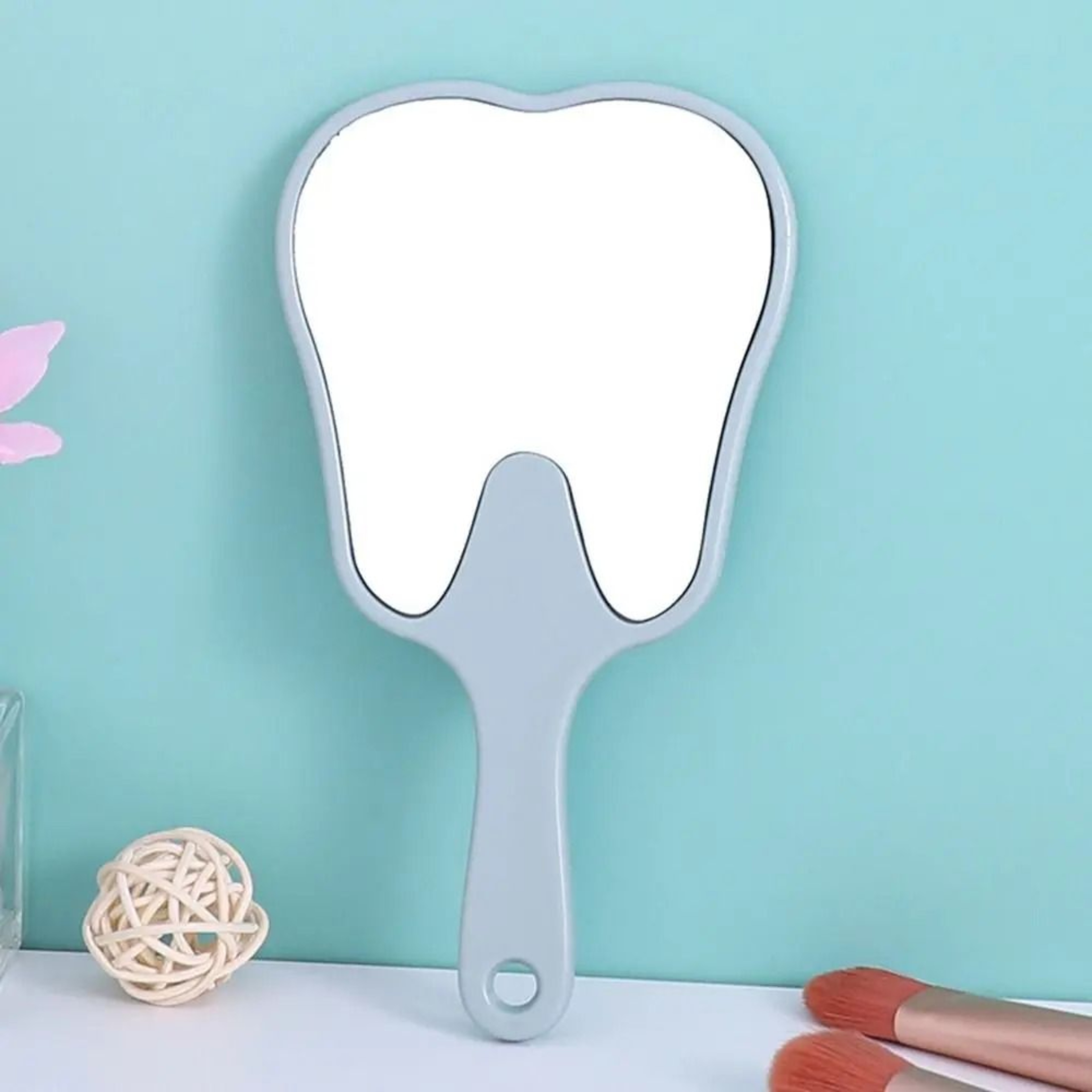 Cute Tooth Shaped Handheld Mirror PVC Dental Makeup Vanity Gift Mirror 5