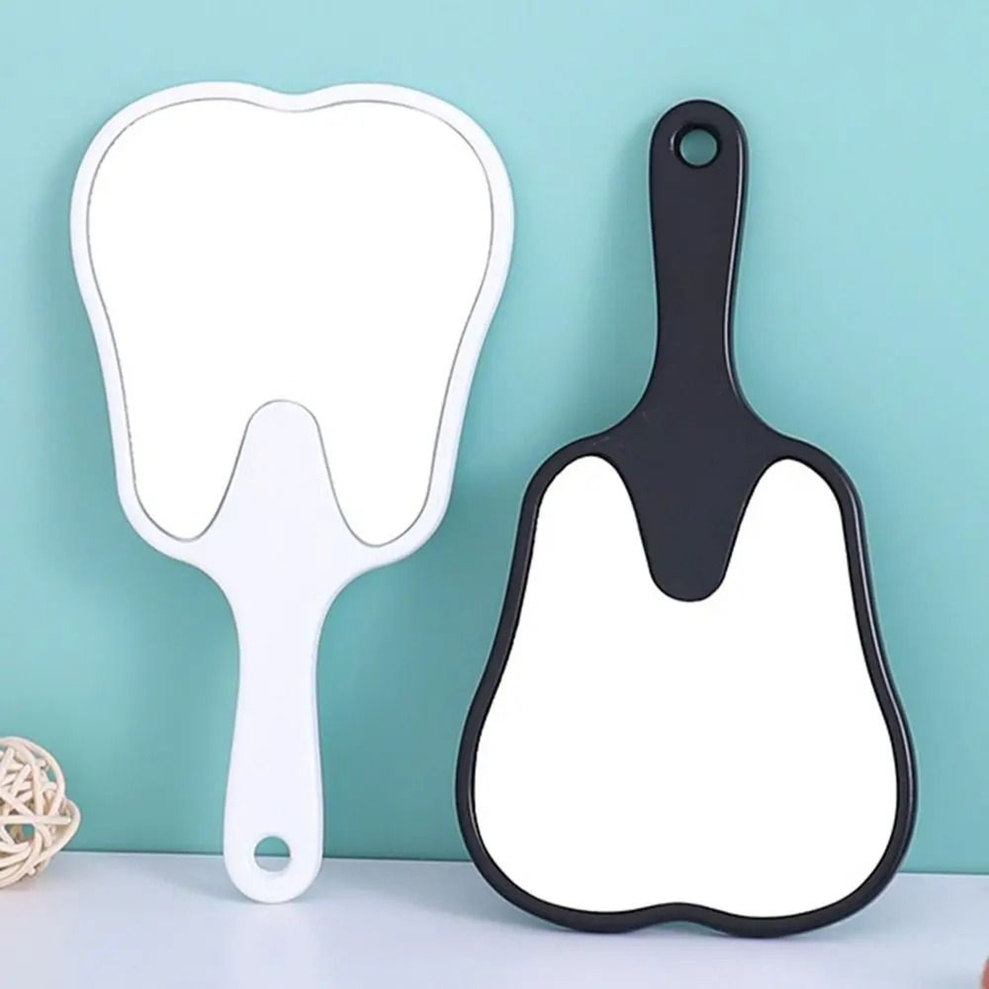 Cute Tooth Shaped Handheld Mirror PVC Dental Makeup Vanity Gift Mirror 0