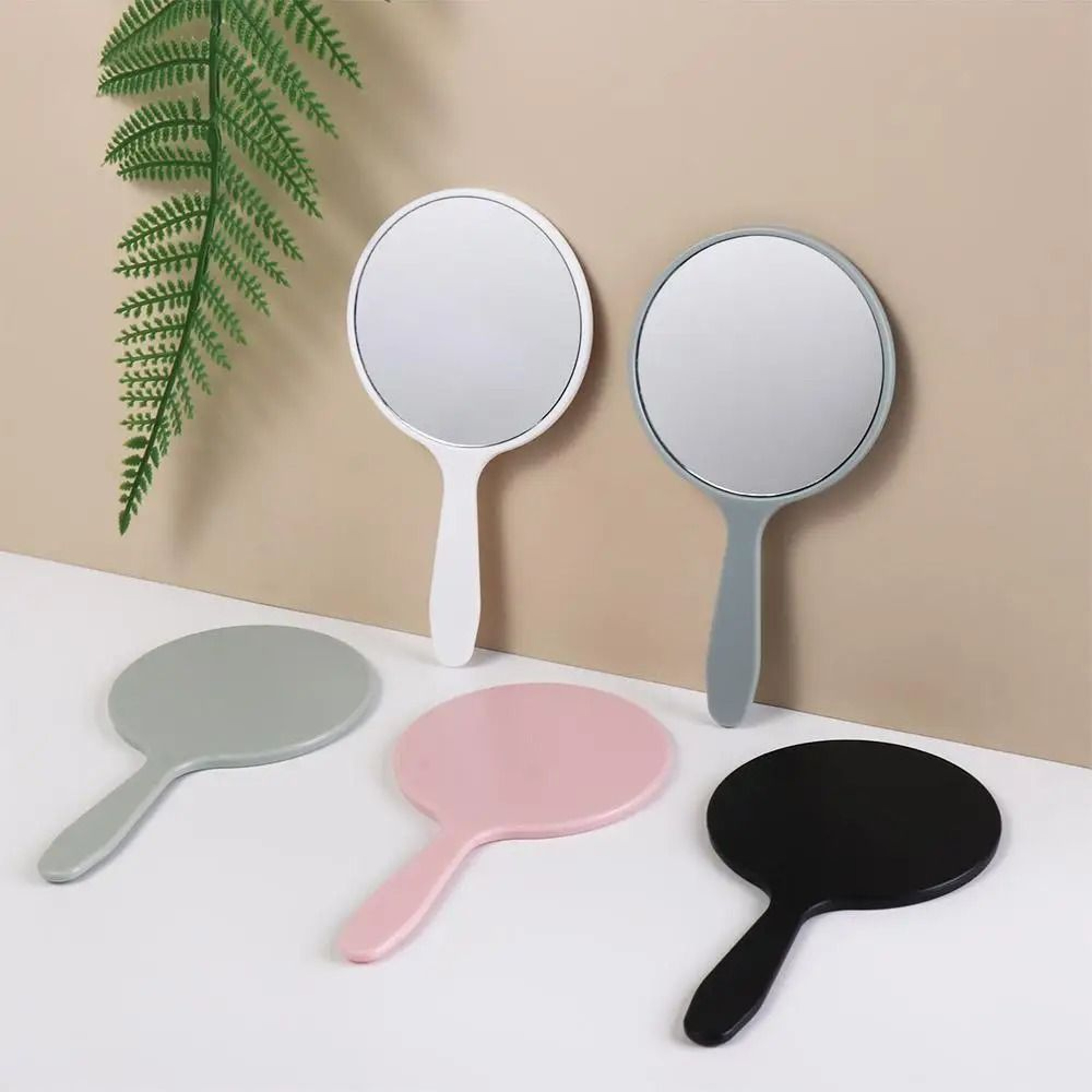 Durable Round Handheld Makeup Mirror Portable Anti Fall Beauty Vanity Mirror 0