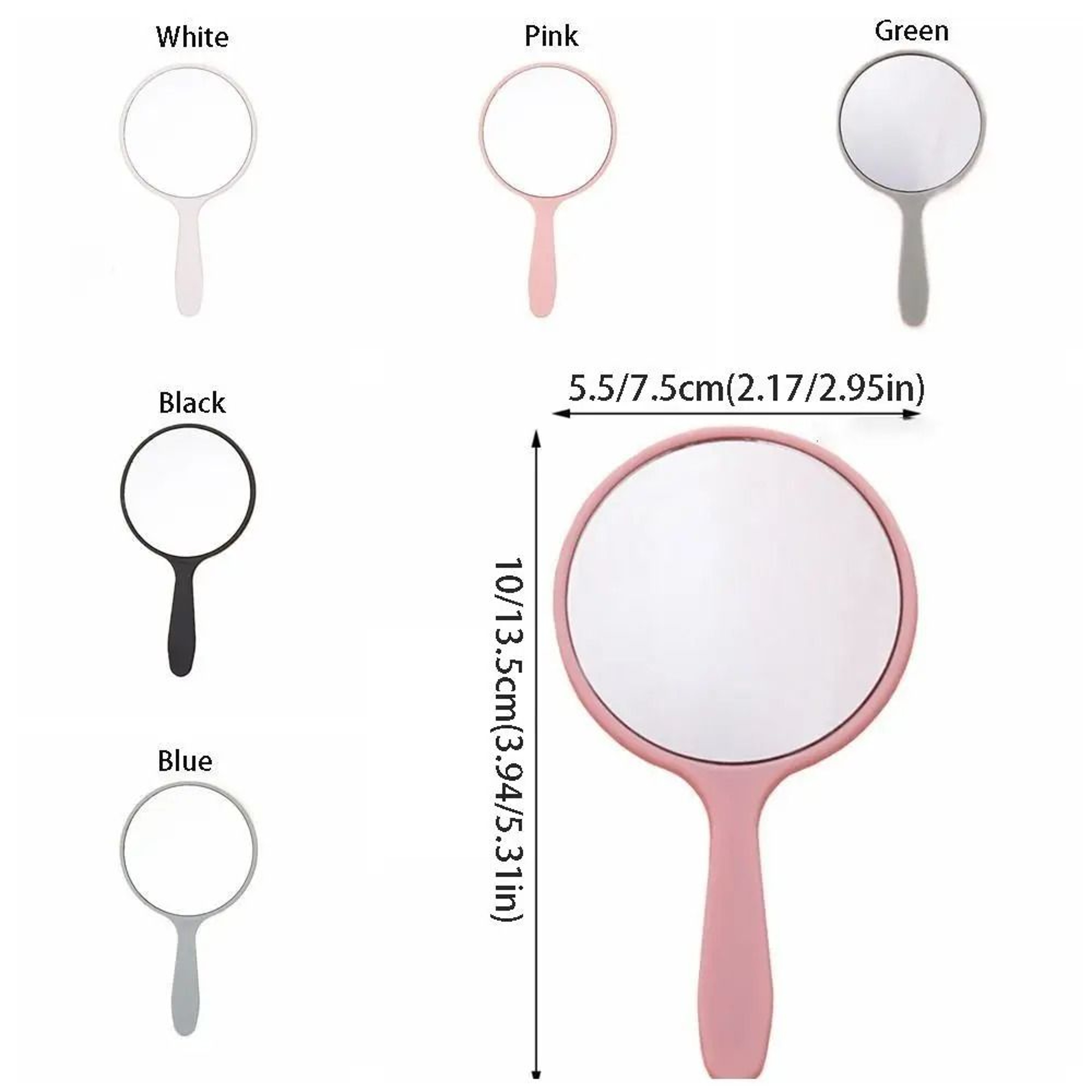 Durable Round Handheld Makeup Mirror Portable Anti Fall Beauty Vanity Mirror 11