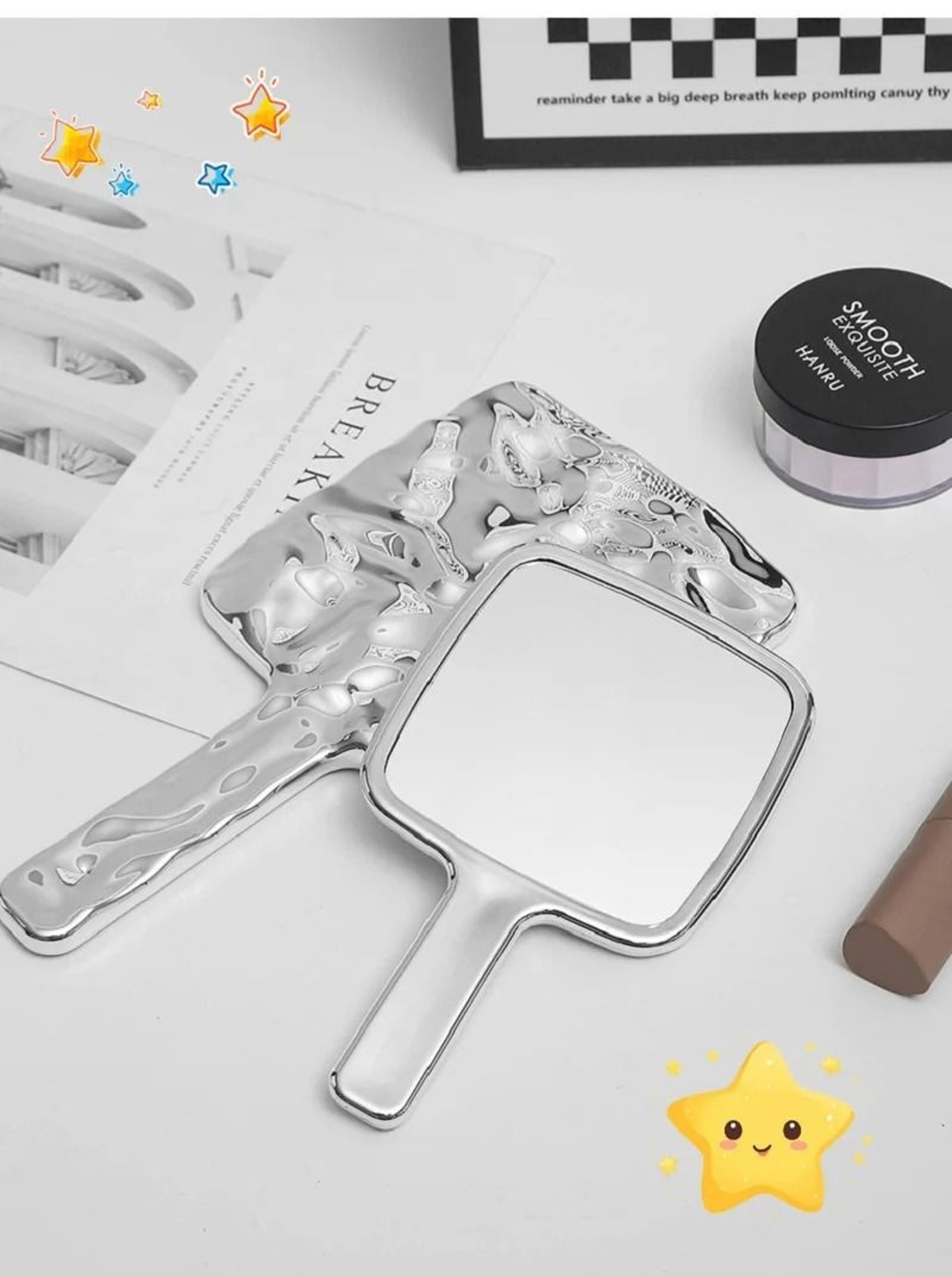 Modern Liquid Shape Handheld Mirror Square Salon Makeup And Lash Mirror 6