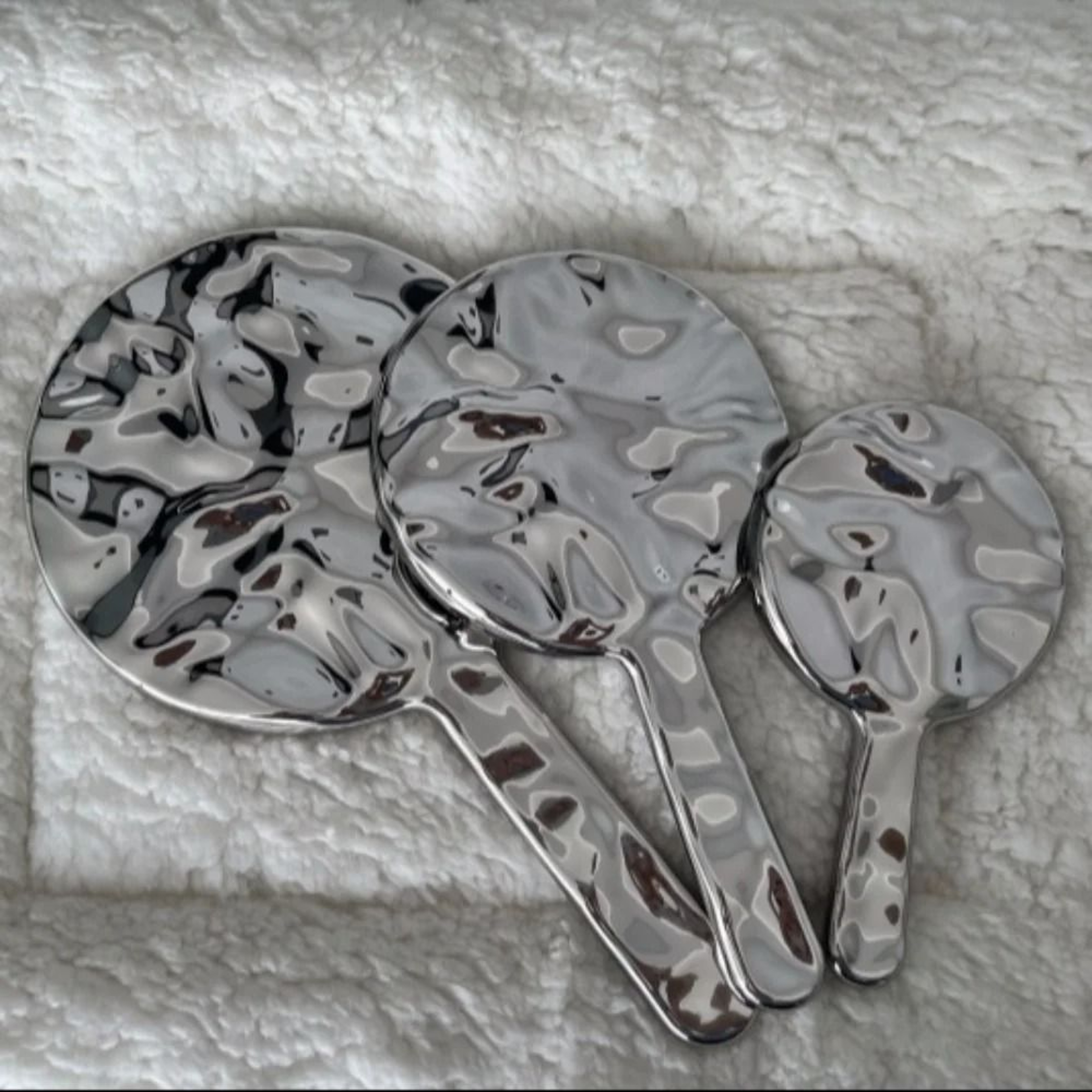 Elegant Electroplated Handheld Makeup Mirror HD Round Square Travel Beauty Mirror 6