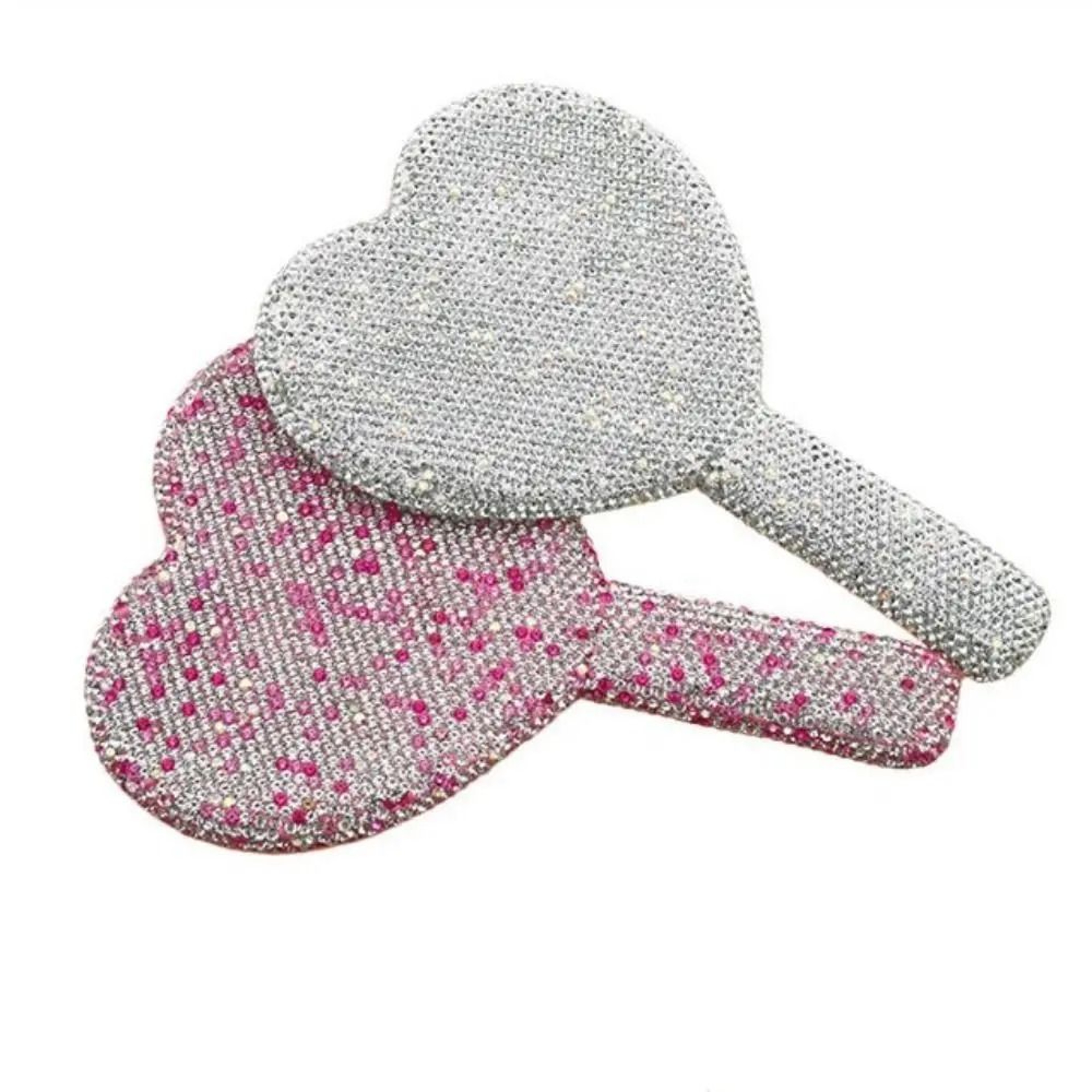 Glam Rhinestone Handheld Makeup Mirror Bling Heart Round Square Beauty Mirror 8