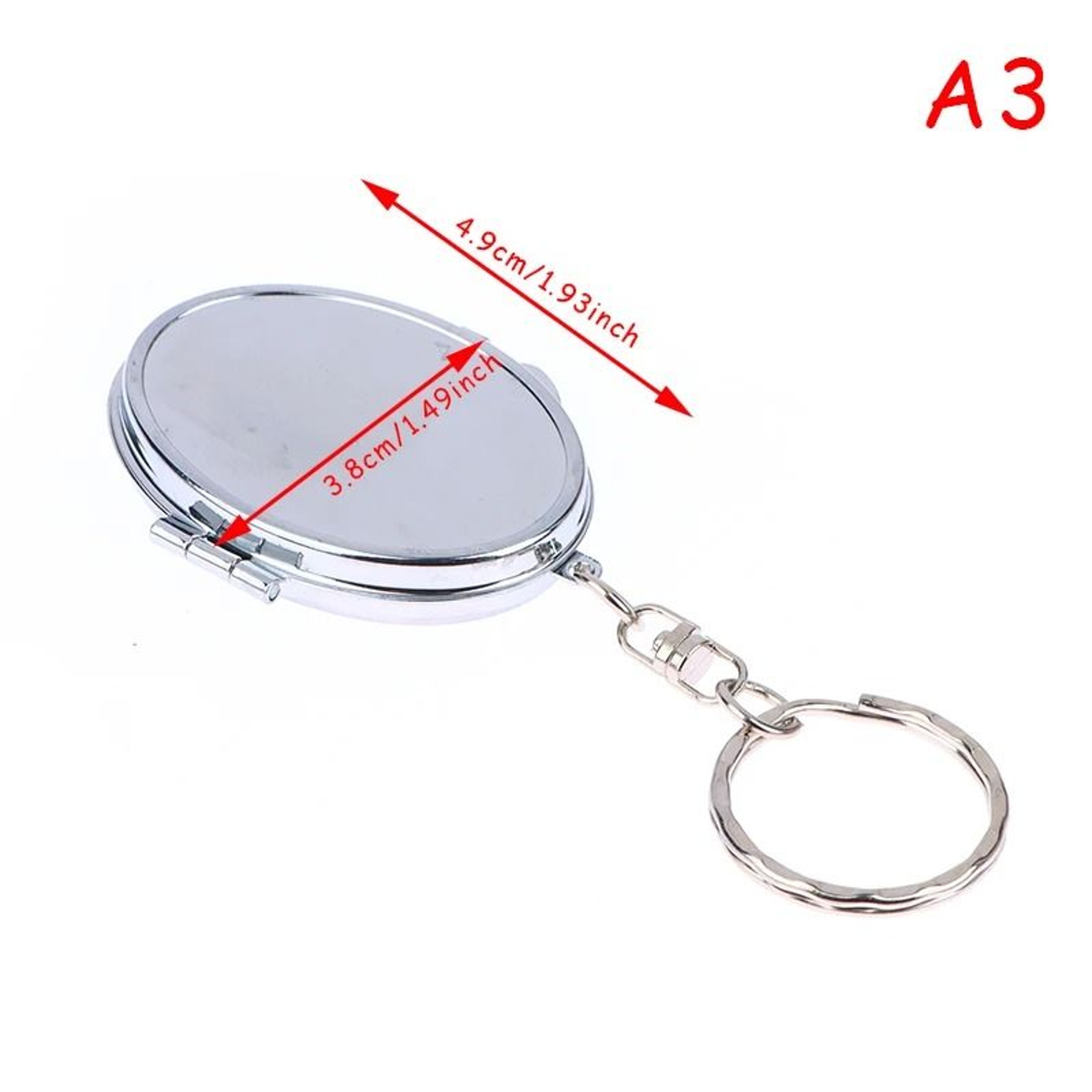 Double Sided Compact Mirror Metal Folding Keychain Travel Makeup Mirror 3