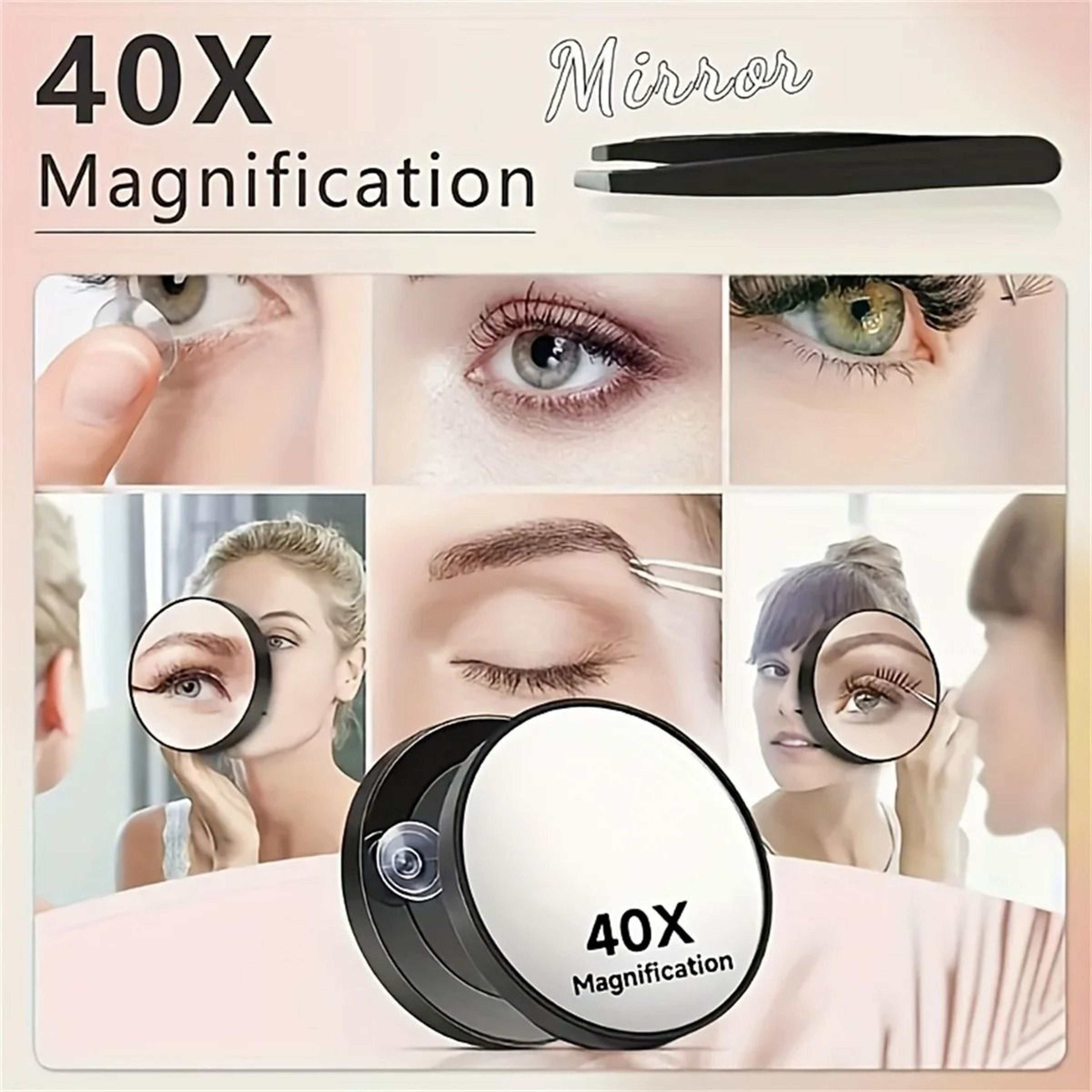 Double Sided Magnifying Mirror Foldable Handheld Makeup Mirror With Handle 0