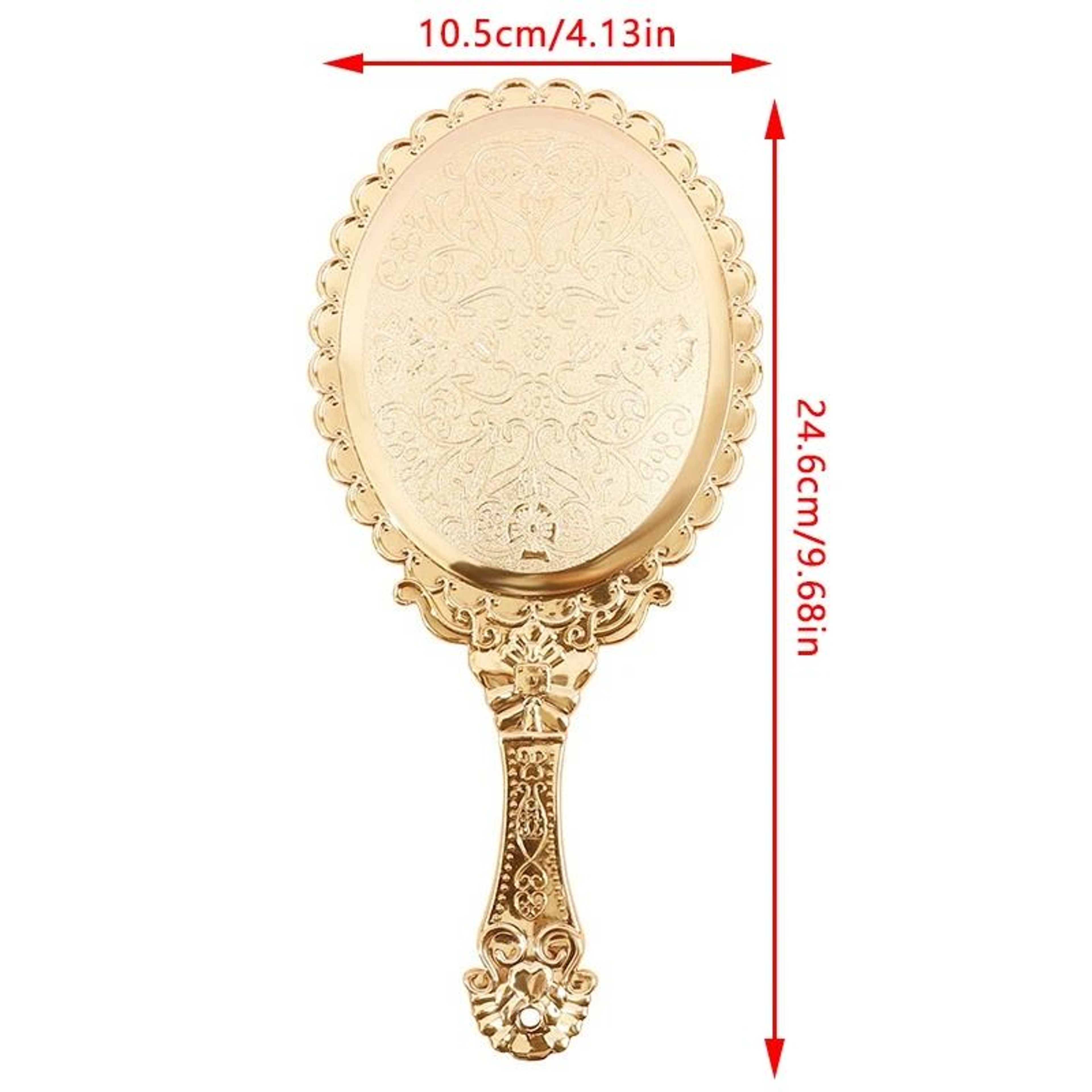 Rose Gold Vintage Hand Mirror Portable Oval Vanity Makeup Mirror 1
