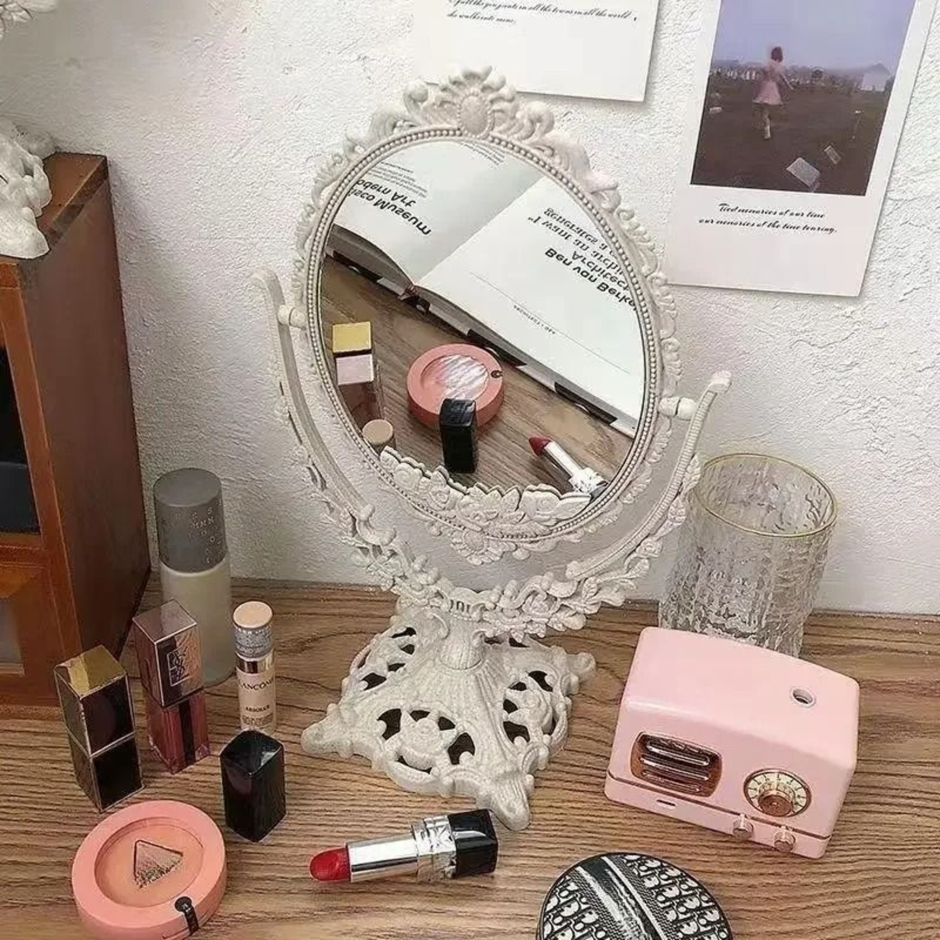 Vintage Vanity Mirror 360 Degree Rotating European Desktop Makeup Mirror 4