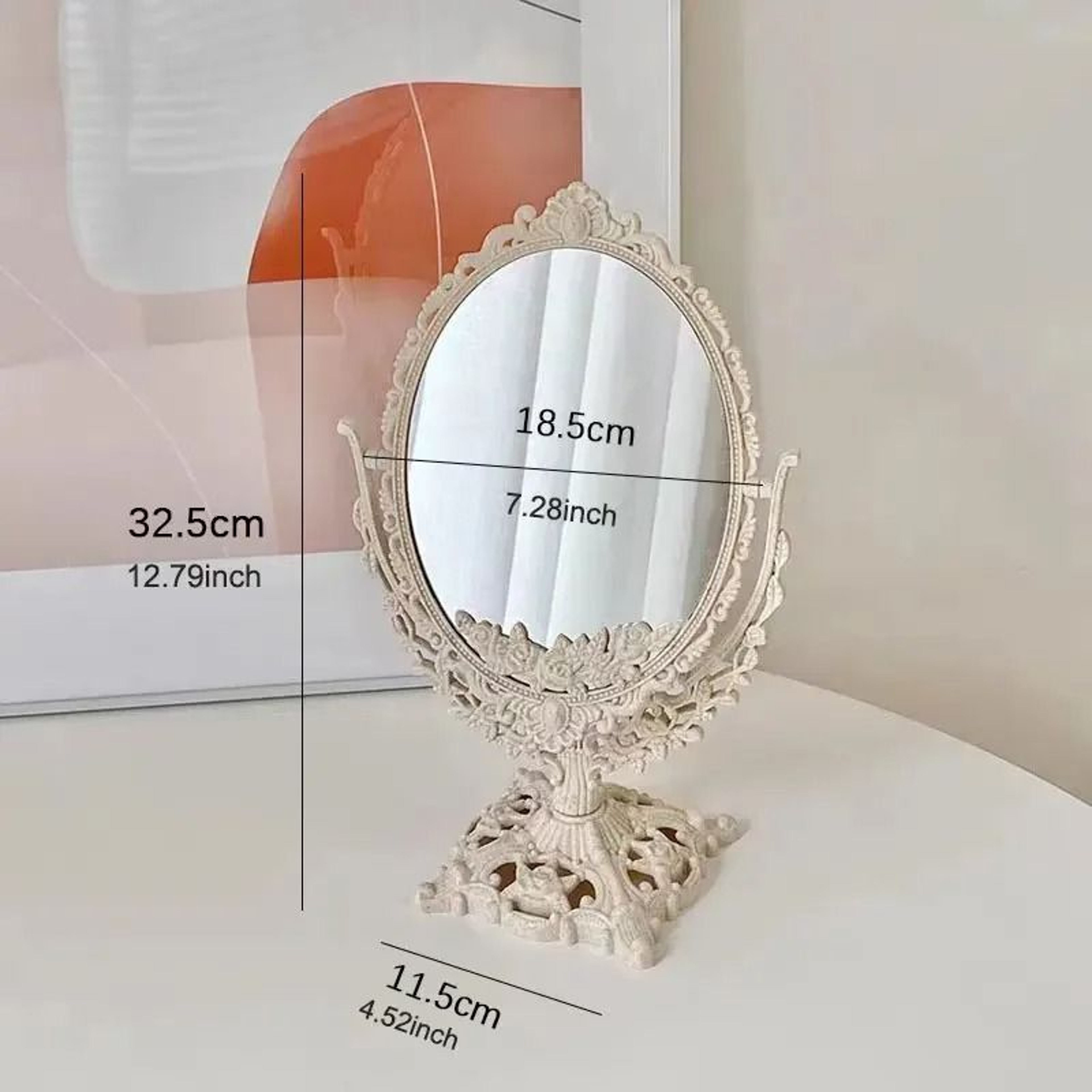 Vintage Vanity Mirror 360 Degree Rotating European Desktop Makeup Mirror 3