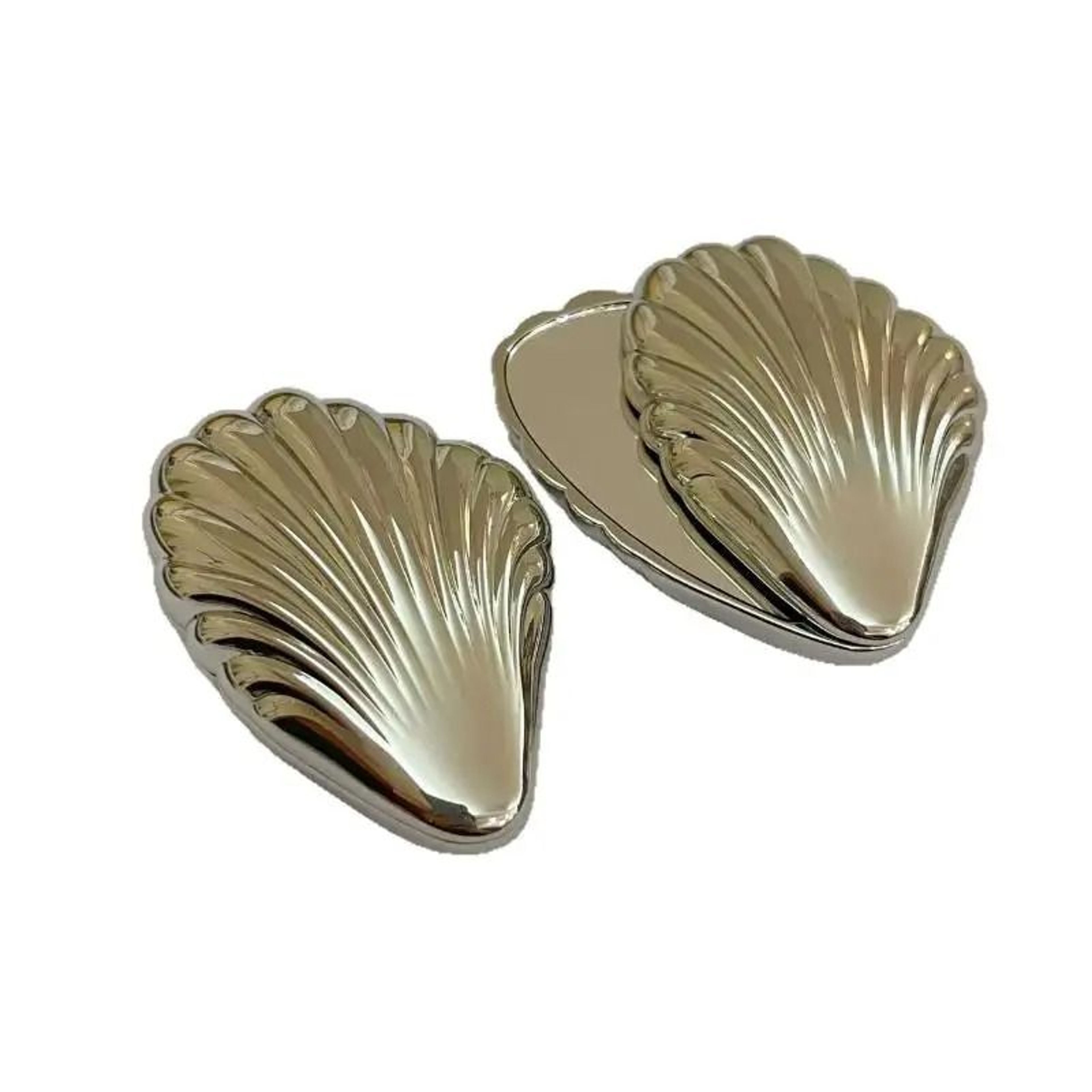 Seashell Compact Mirror Double Sided Metal Folding Travel Makeup Mirror 1