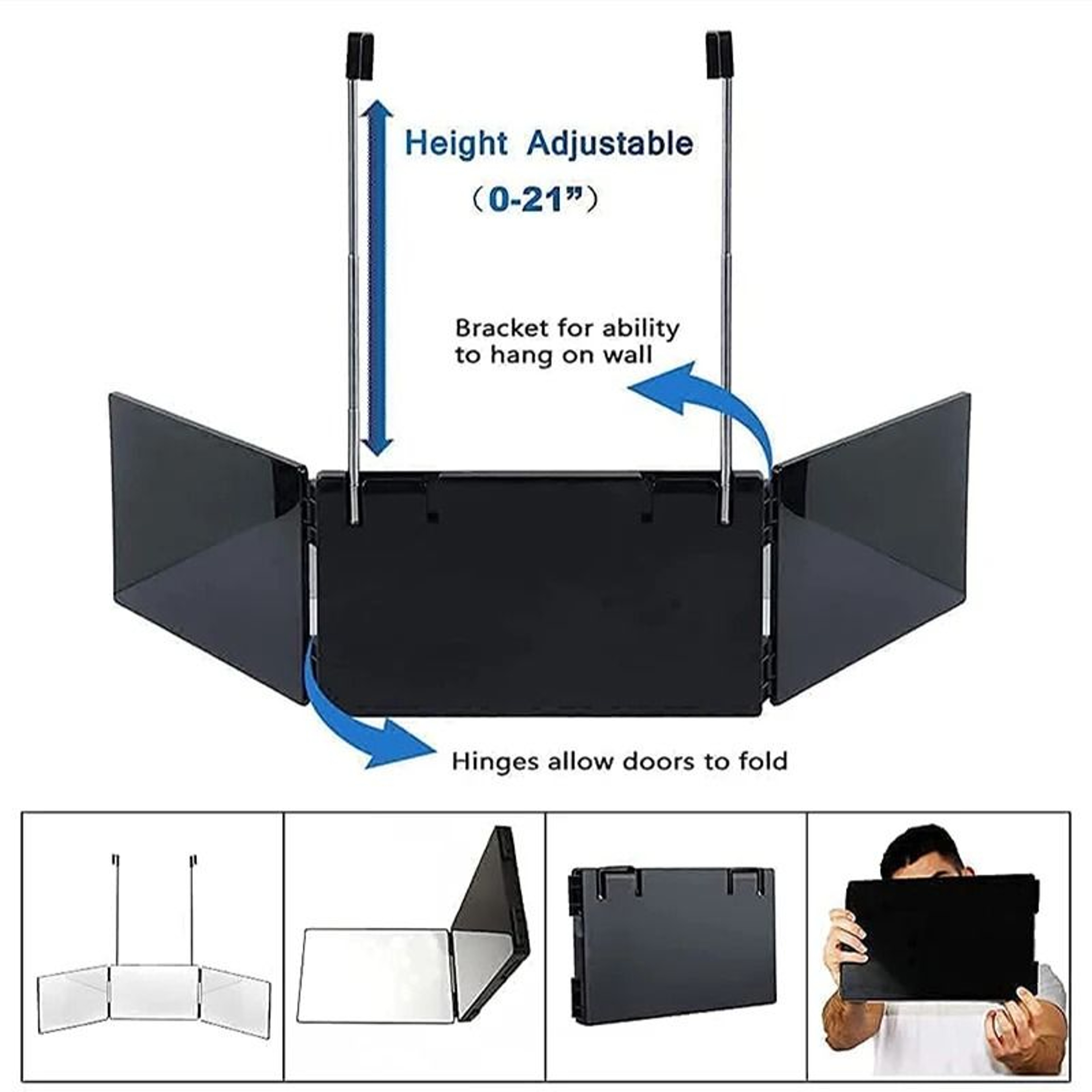 3 Way Haircut Mirror Adjustable Trifold Self Cutting Barber Mirror 4