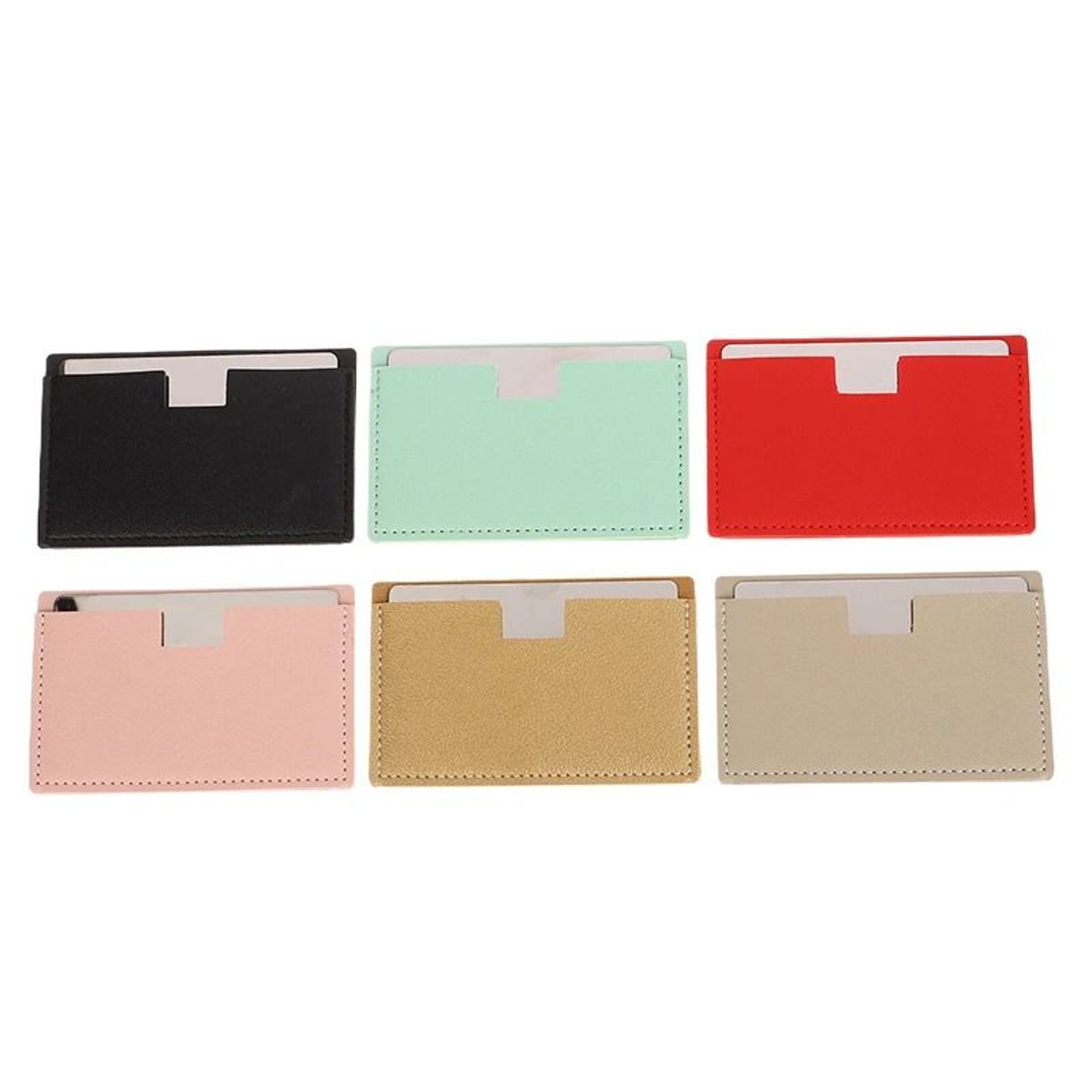 Stainless Steel Pocket Mirror Shatterproof Card With PU Leather Sleeve 10