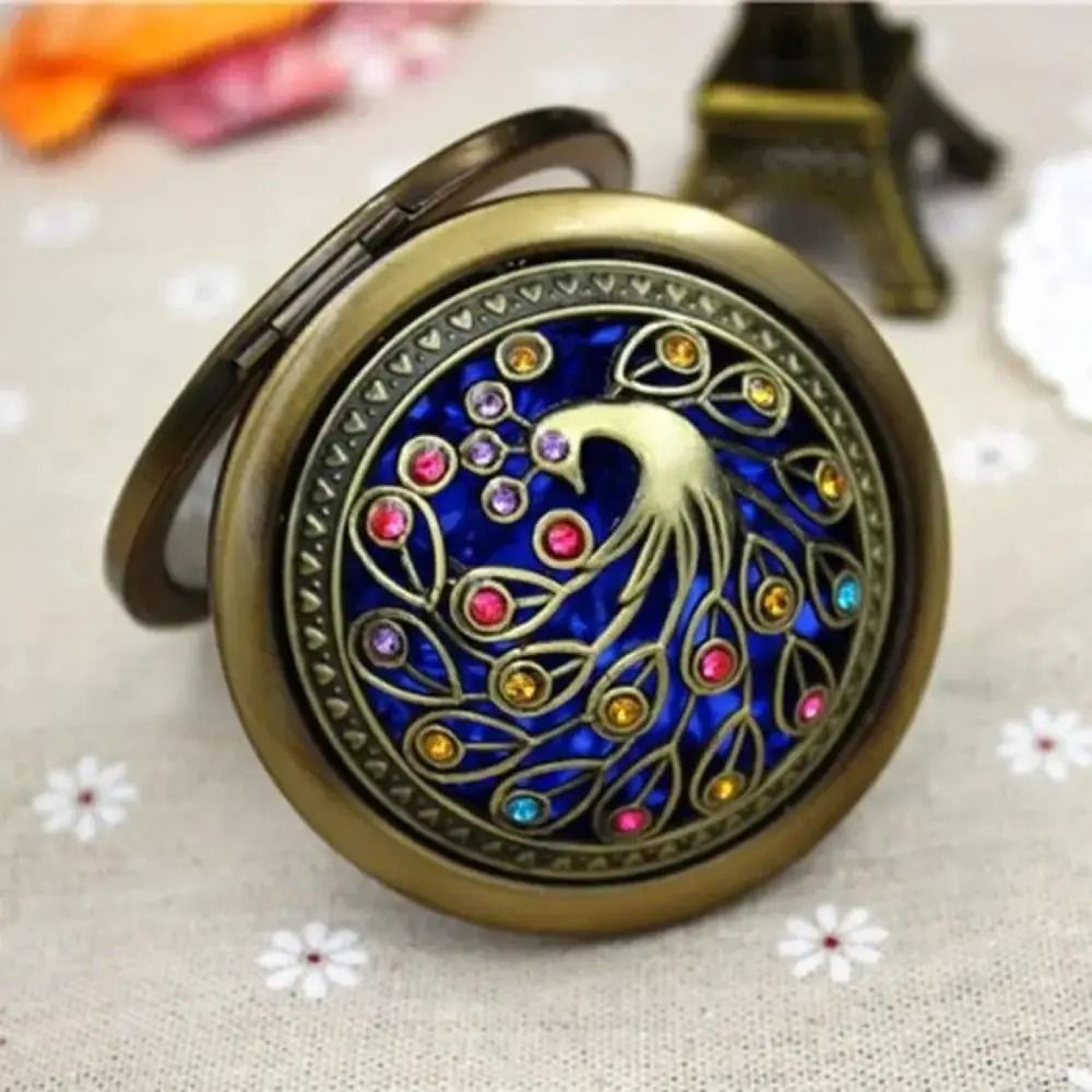 Vintage Floral Pocket Mirror Double Sided Folding Compact Makeup Mirror 5