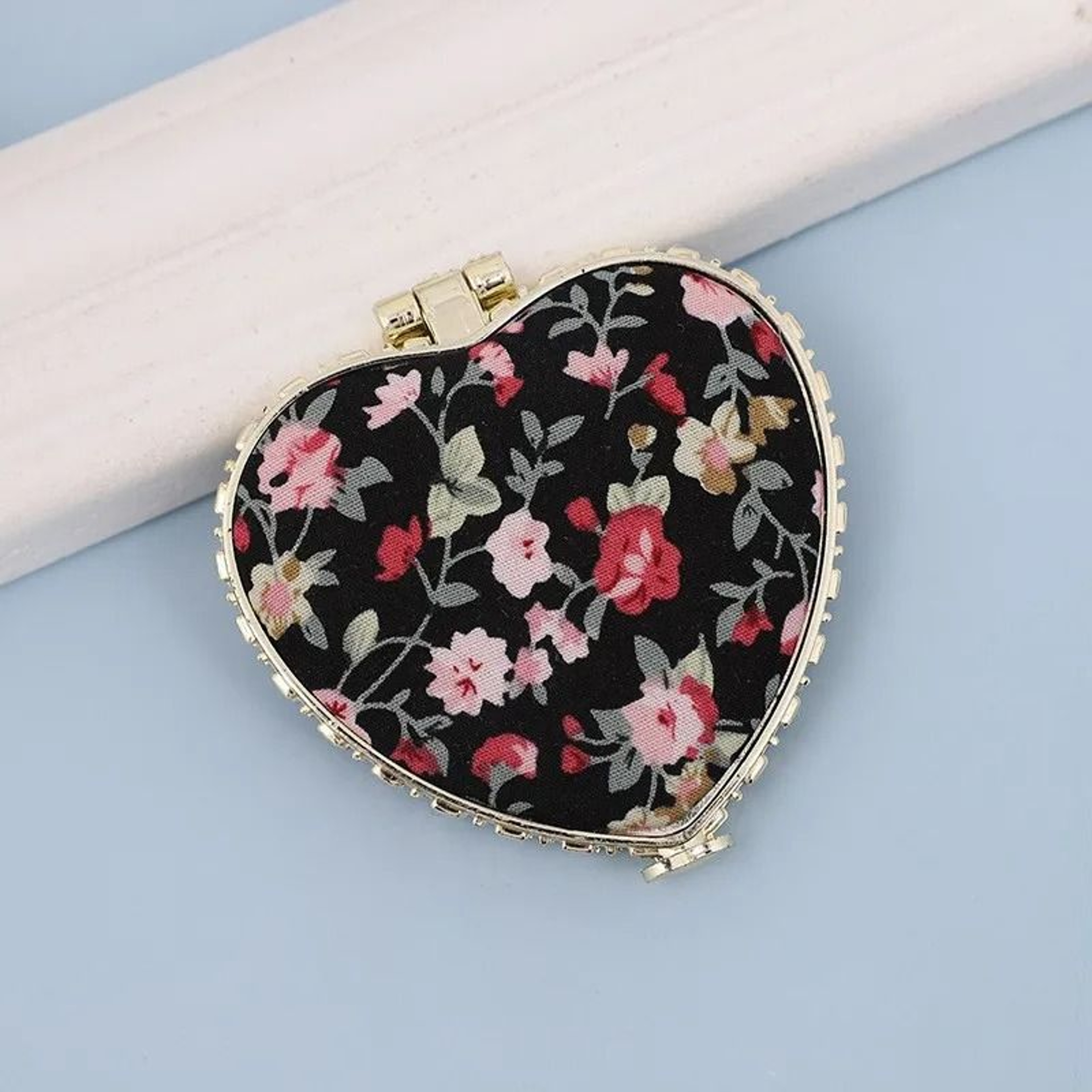 Vintage Floral Compact Mirror Double Sided Folding Pocket Makeup Mirror 1