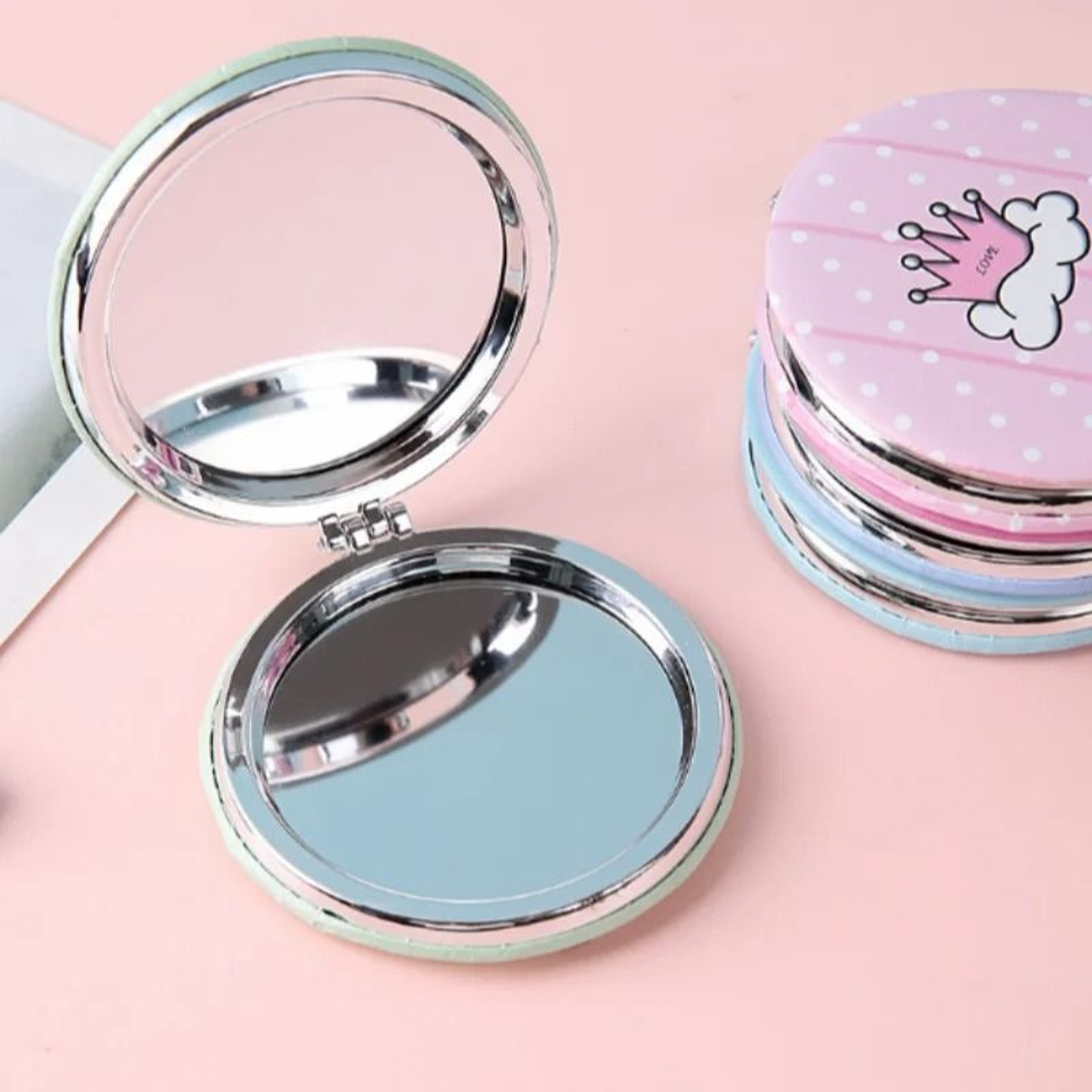Cute Cartoon Compact Mirror Round Folding Portable Travel Makeup Mirror 6